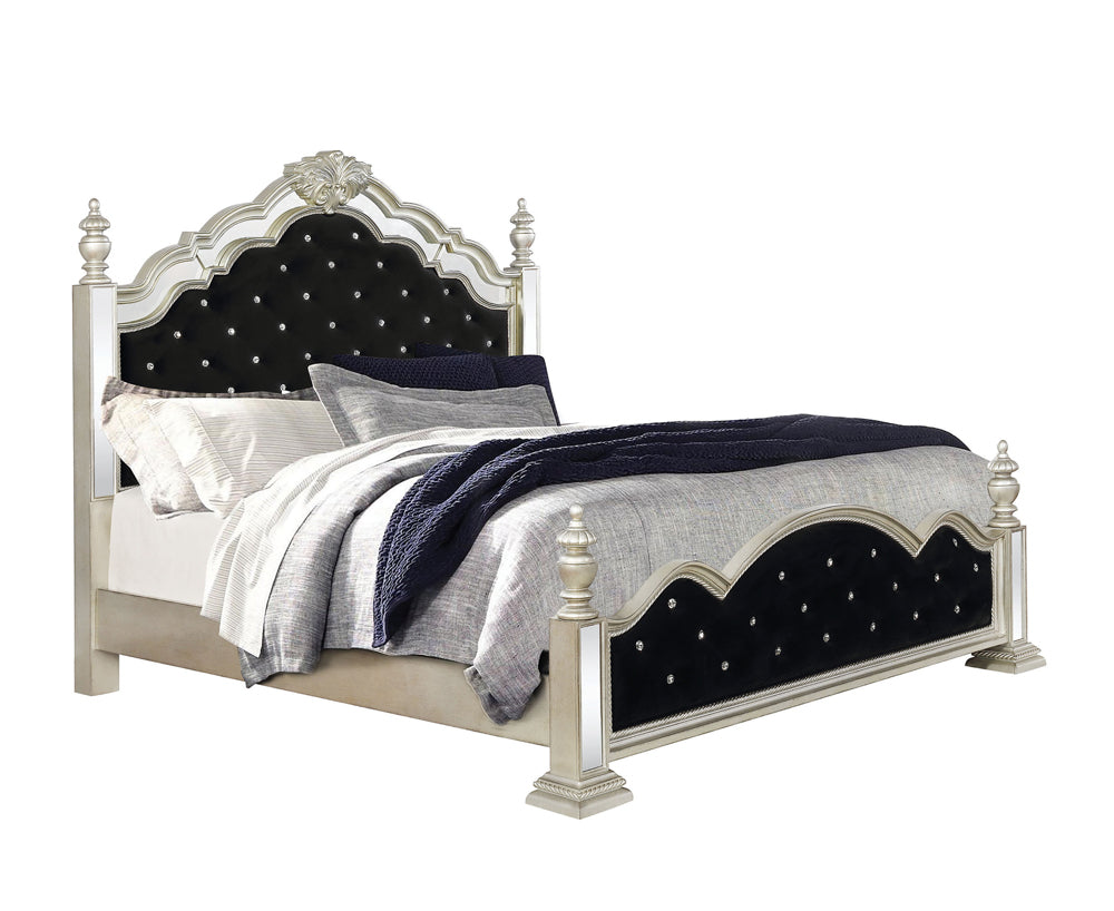 Heidi Upholstered Poster Bed Metallic Platinum Eastern King