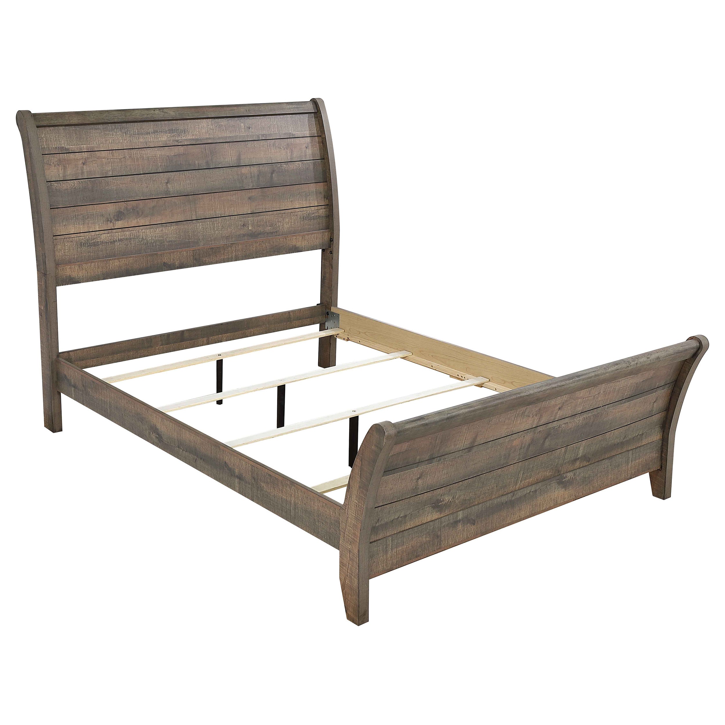 Frederick Stylish Bed Weathered Oak Eastern King Sleigh Panel