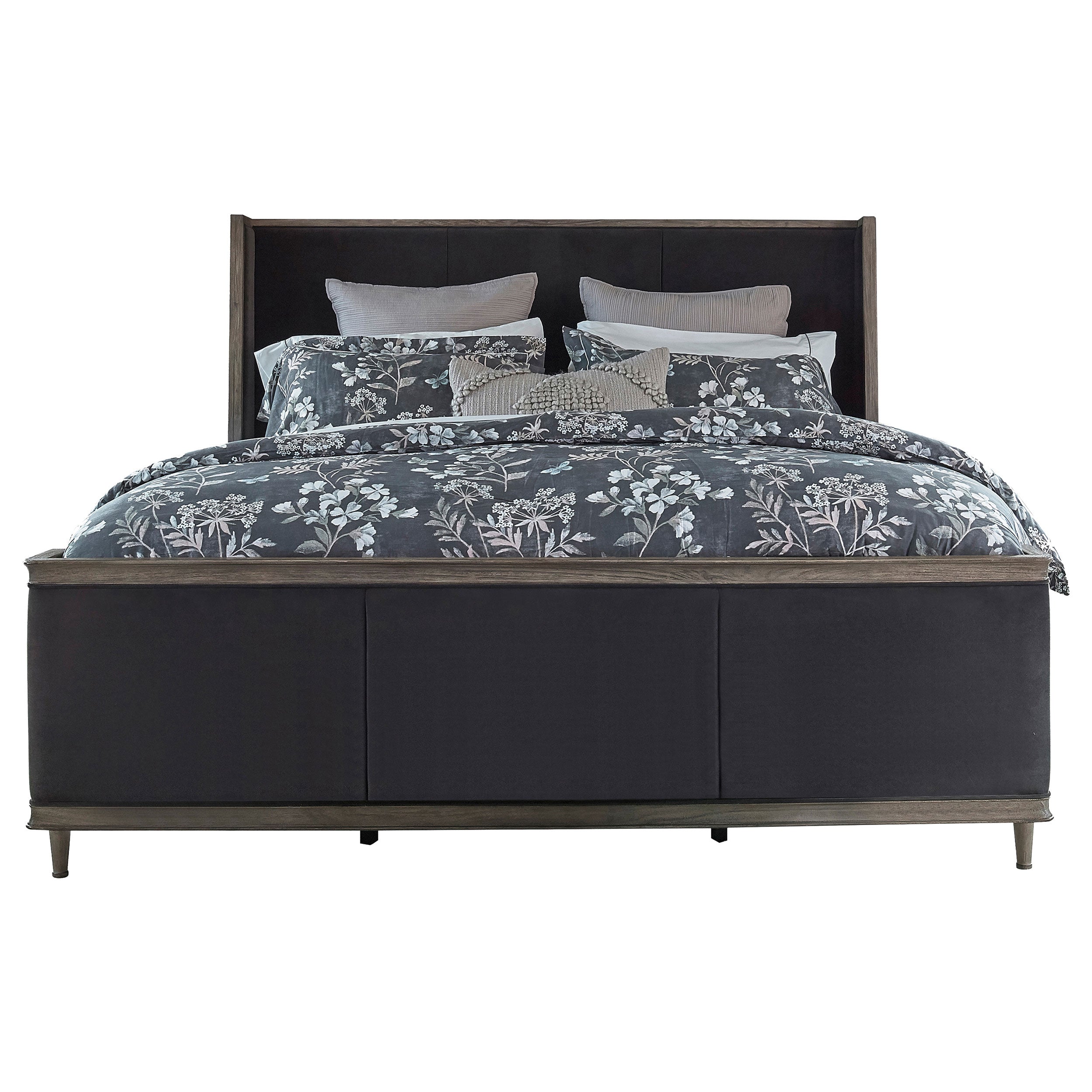 Coaster Alderwood Upholstered Panel Bed Charcoal Grey Eastern King