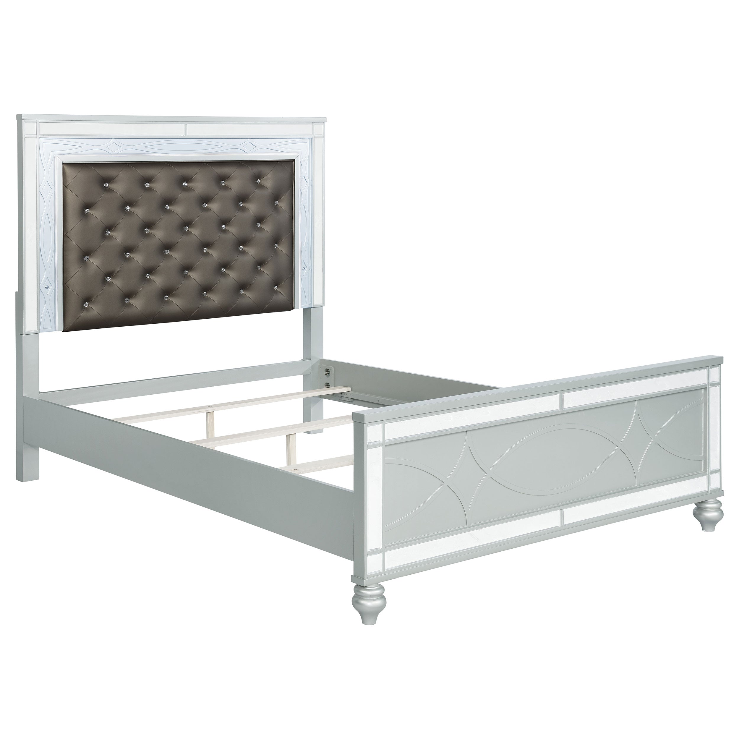 Gunnison Panel Bed with LED Lighting Silver Metallic Eastern King