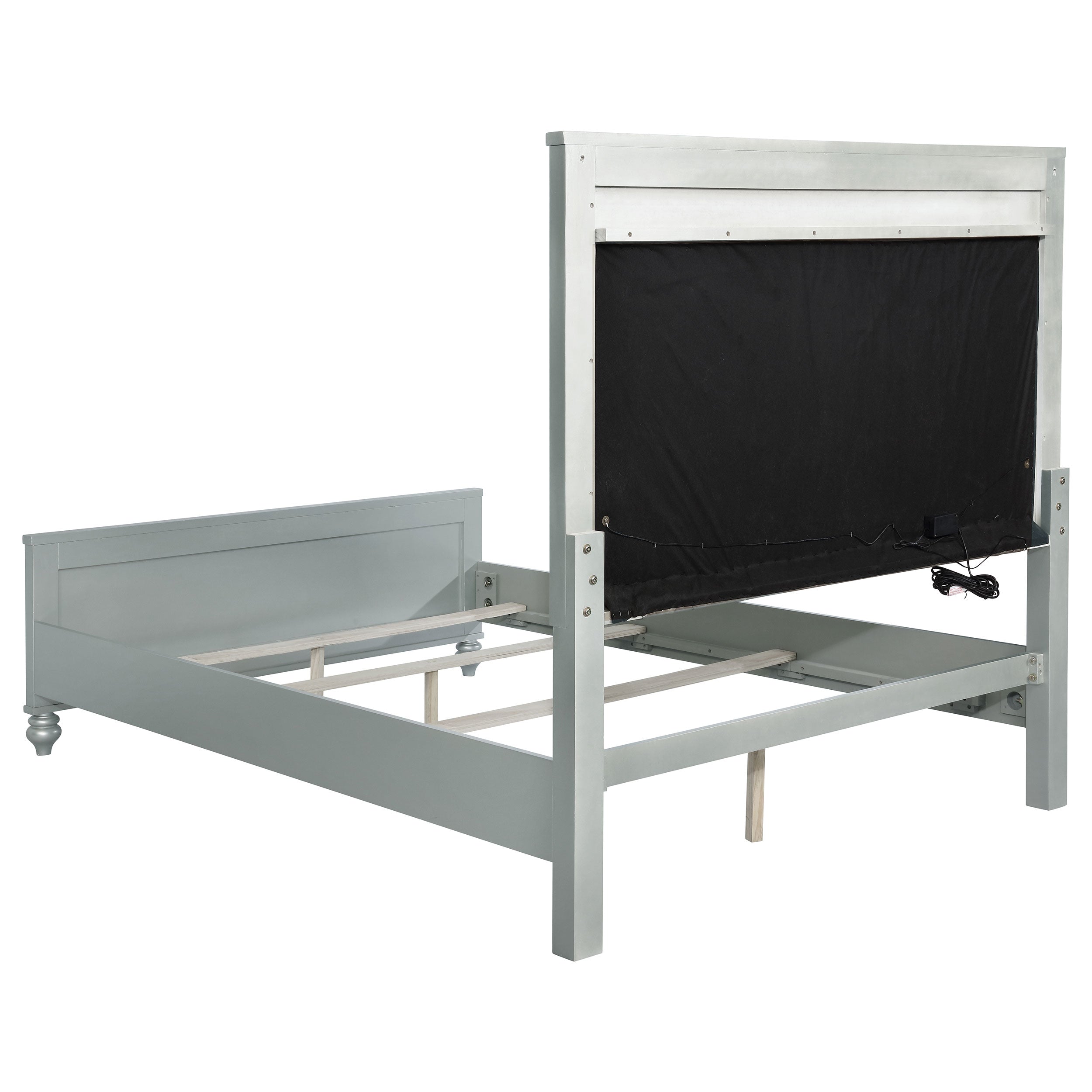 Gunnison Panel Bed with LED Lighting Silver Metallic