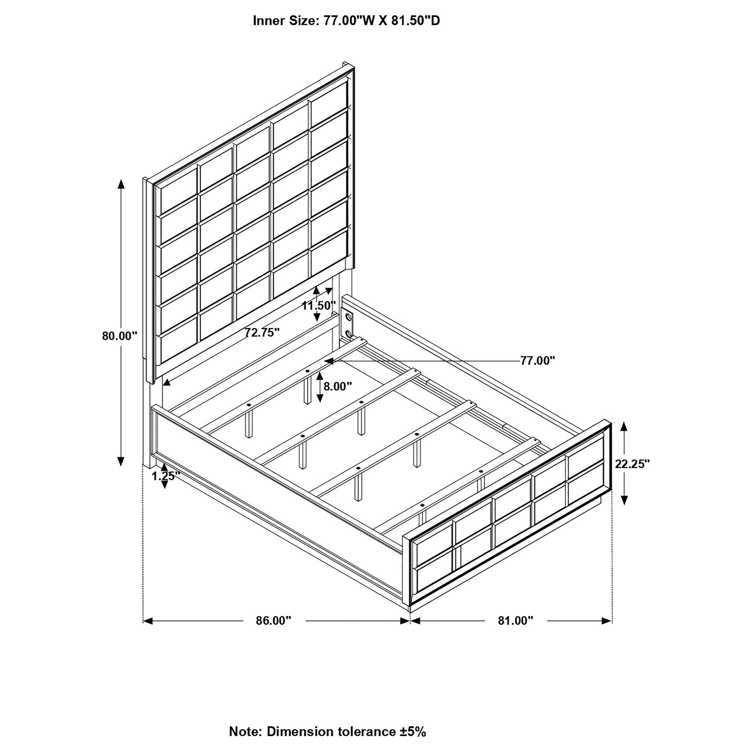 Durango Upholstered Bed Smoked Peppercorn and Grey