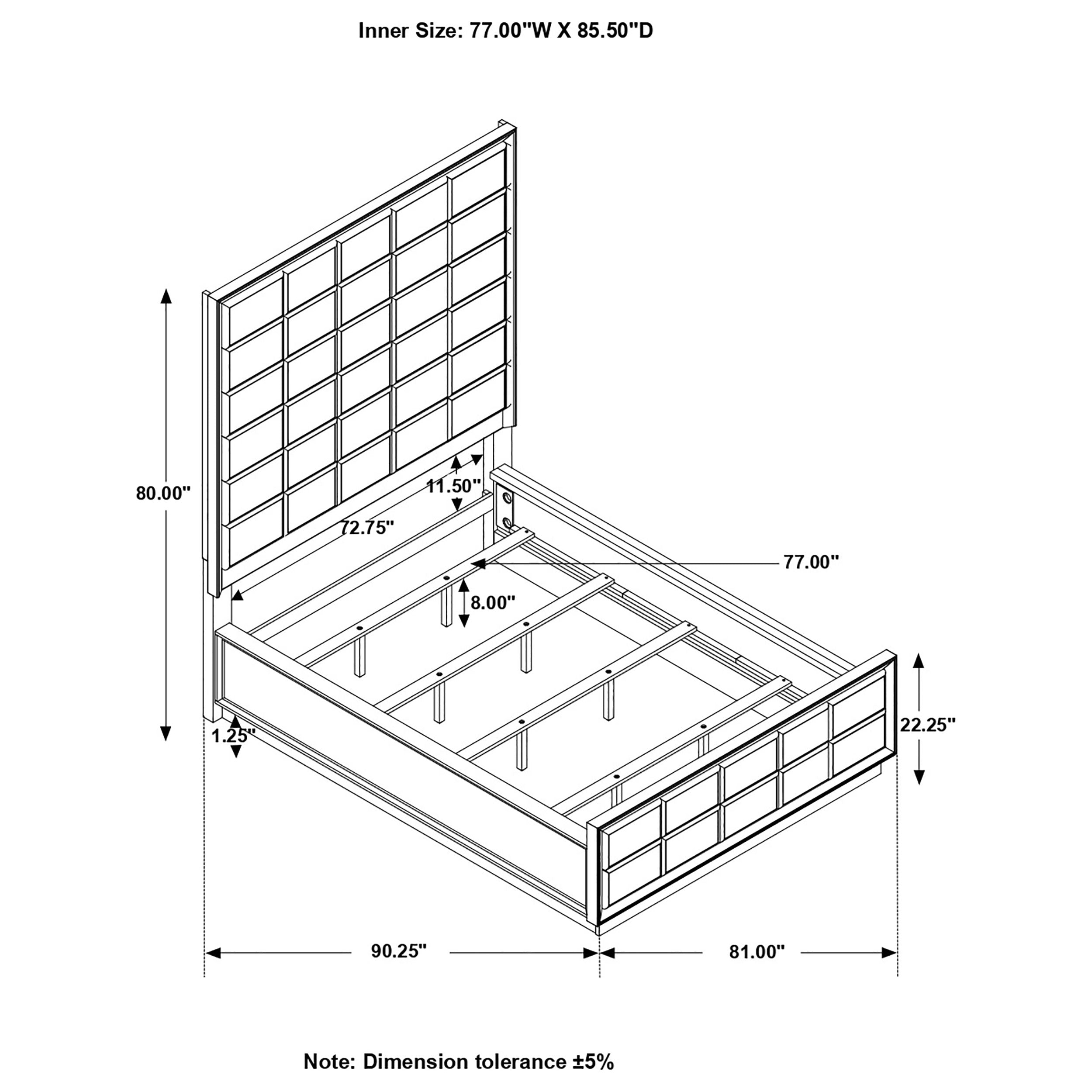 Durango Upholstered Bed Smoked Peppercorn and Grey