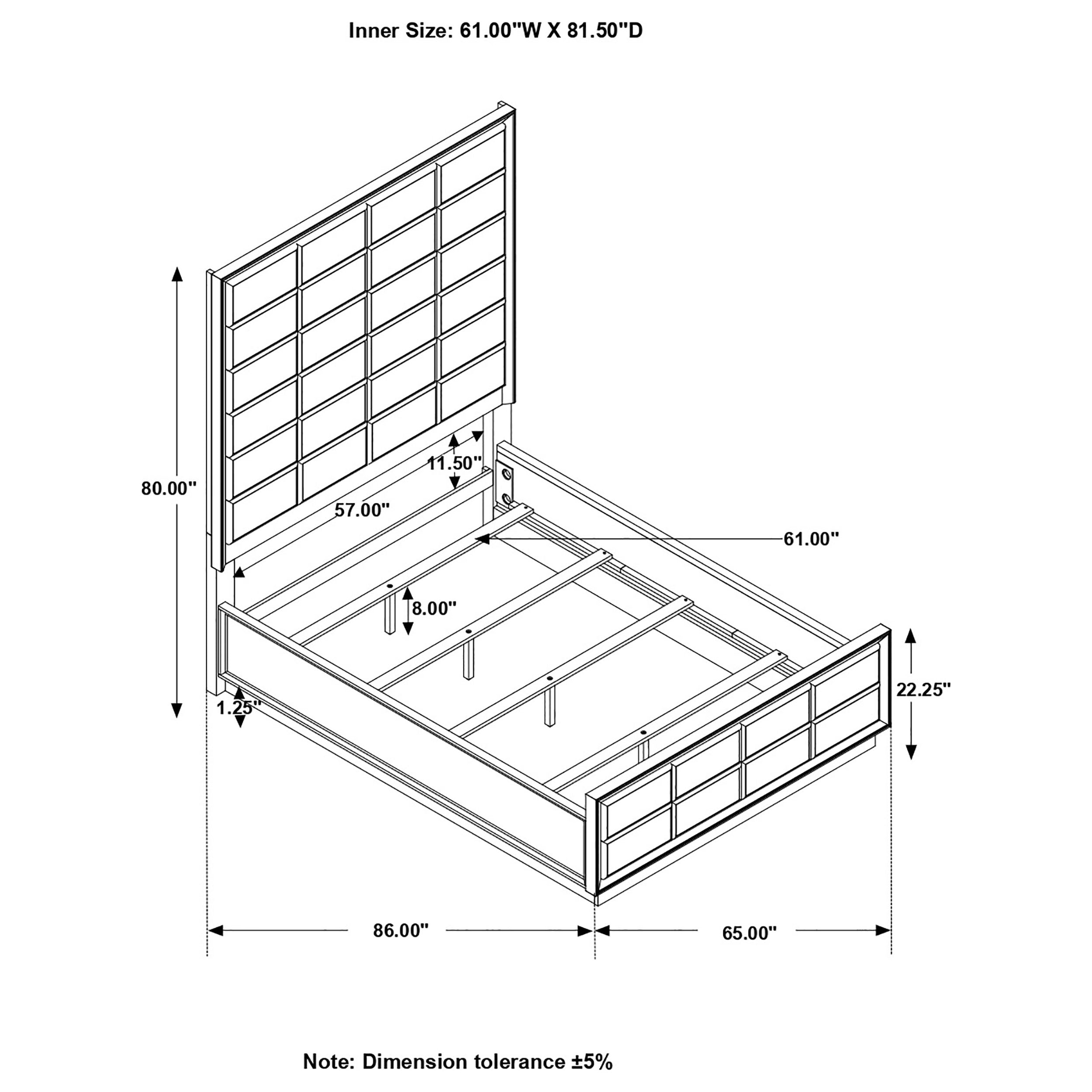 Durango Upholstered Bed Smoked Peppercorn and Grey