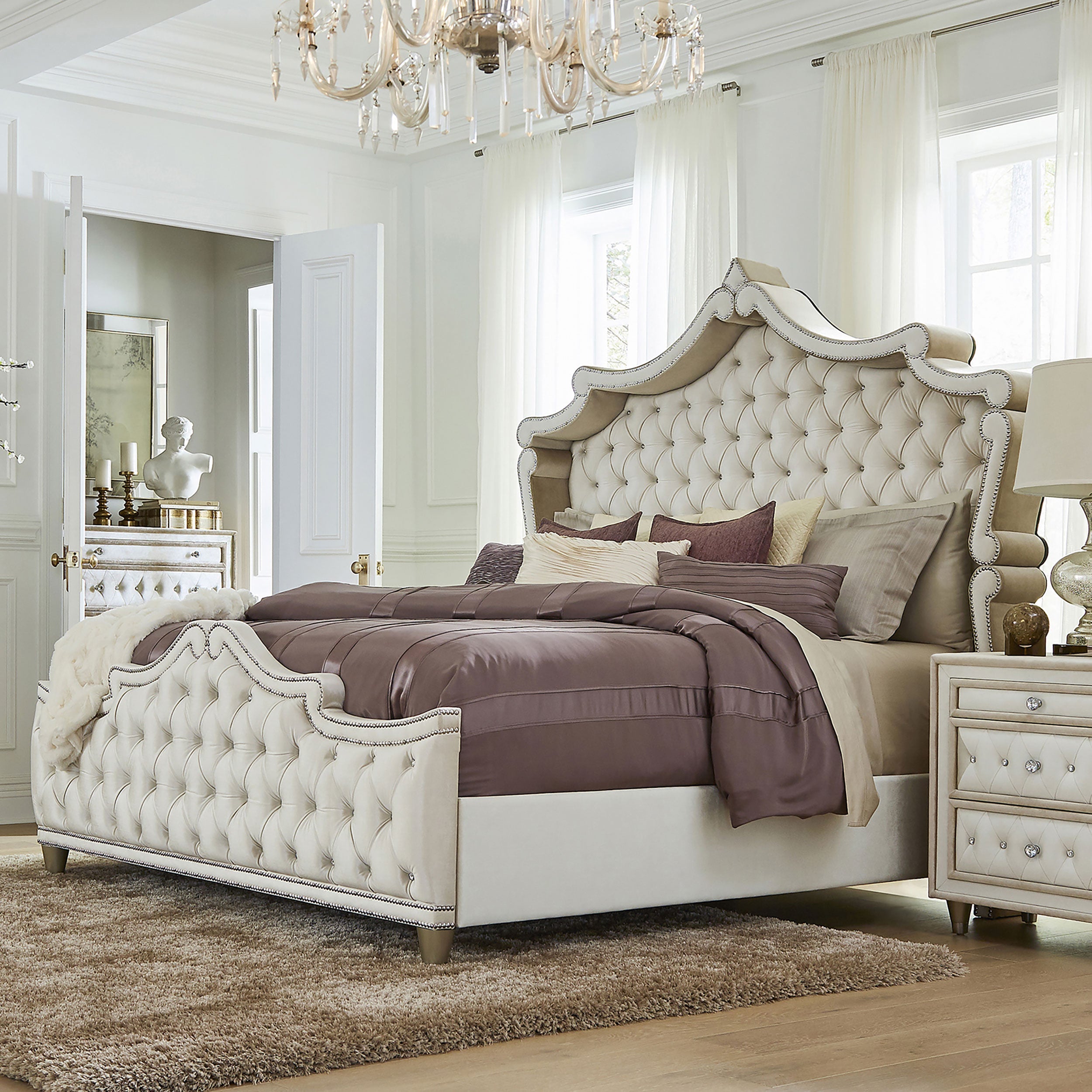 Antonella Gorgeous Glam Upholstered Tufted Bed