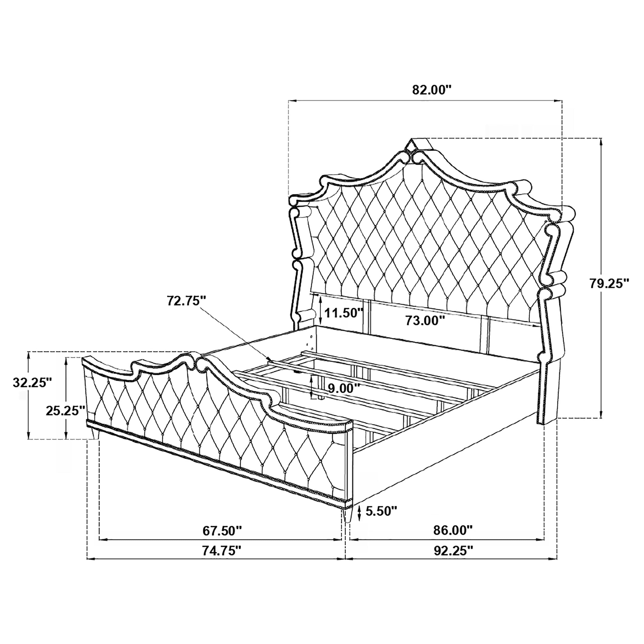 Antonella Gorgeous Glam Upholstered Tufted Bed