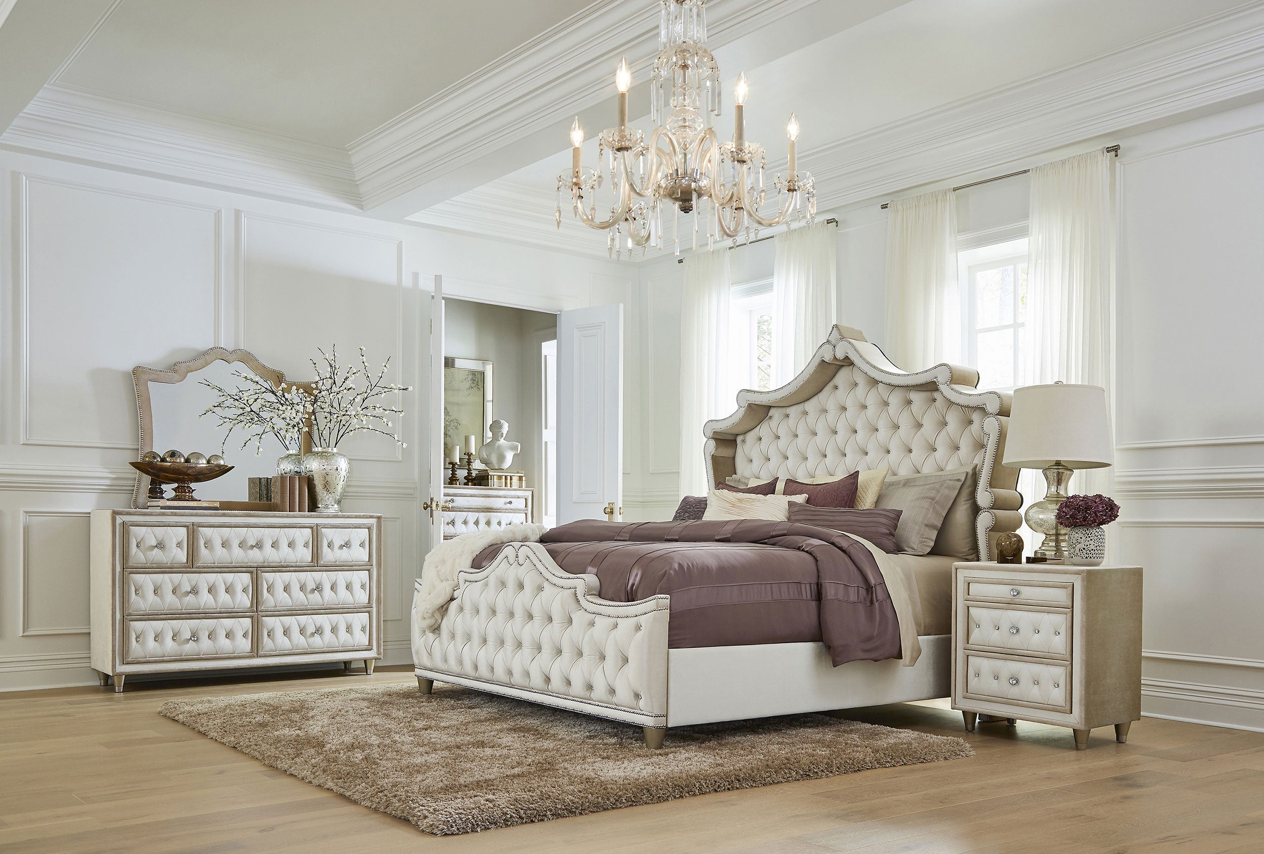 Antonella Gorgeous Glam Upholstered Tufted Bed