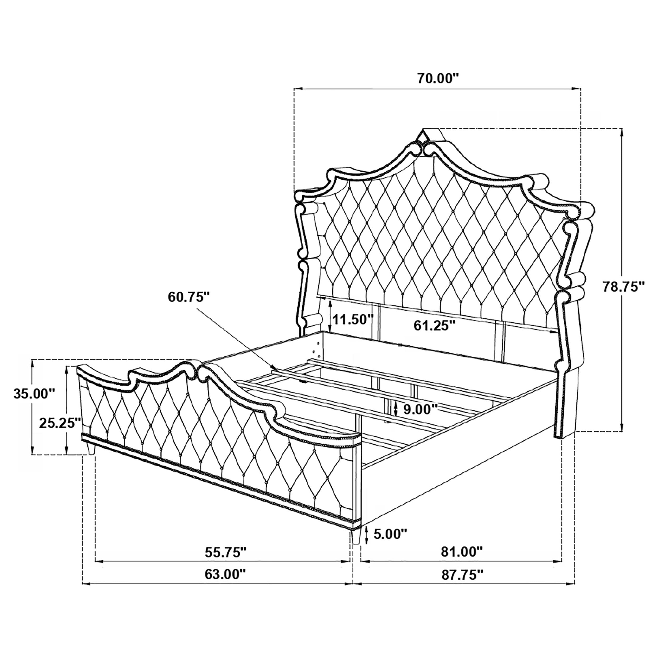 Antonella Gorgeous Glam Upholstered Tufted Bed