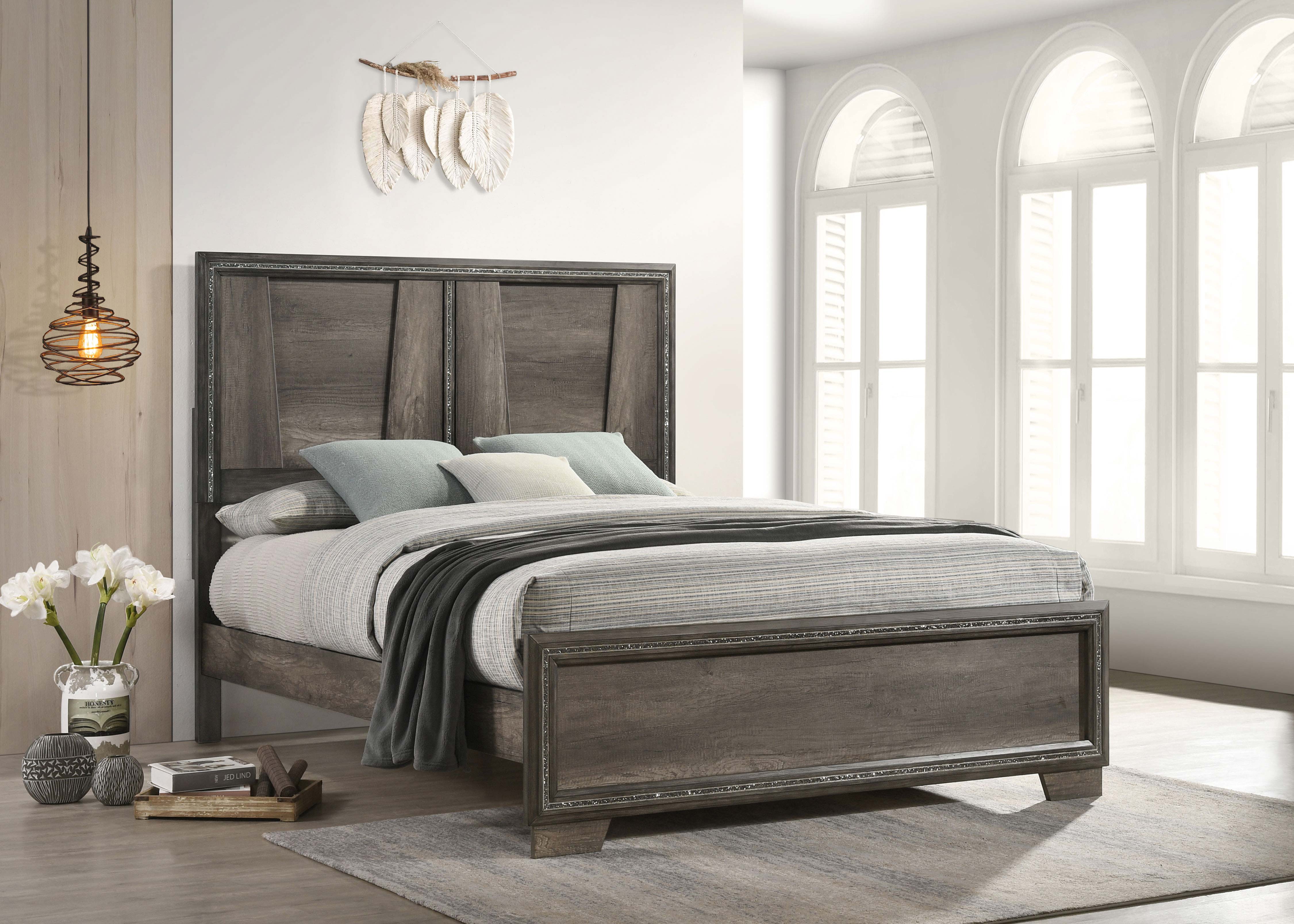 Janine Contemporary Panel Bed Grey