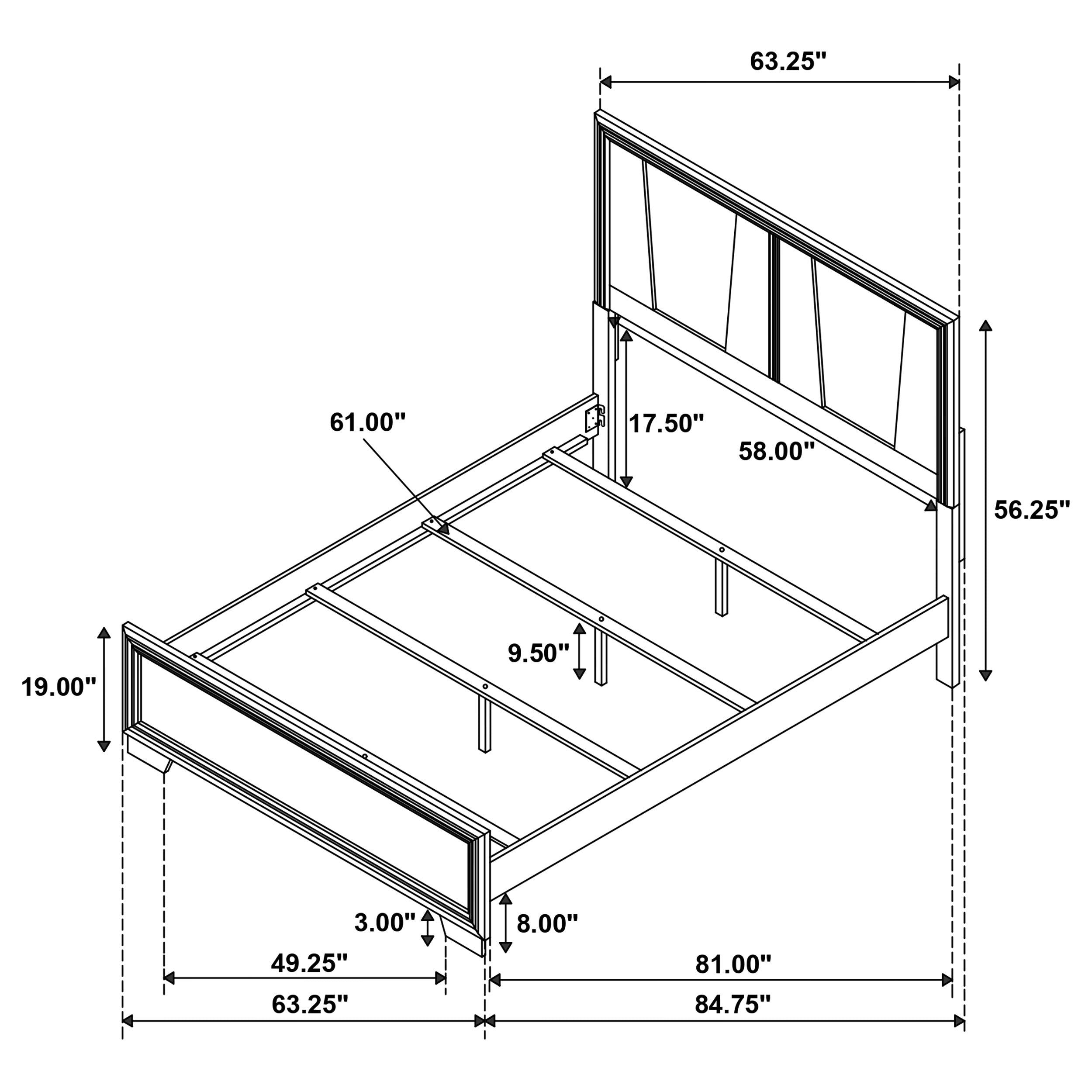 Janine Contemporary Panel Bed Grey