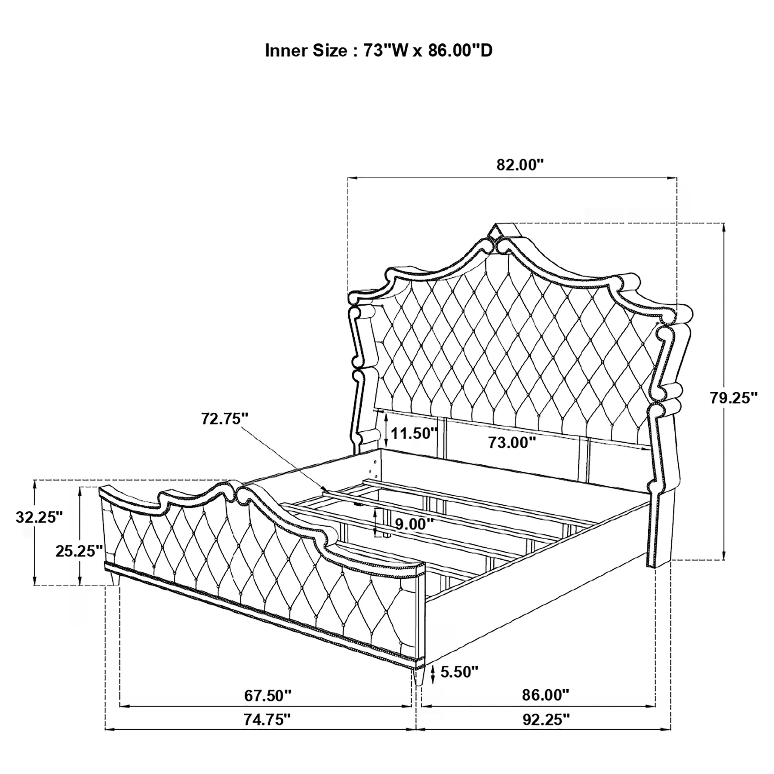 Antonella Gorgeous Glam Upholstered Tufted Bed