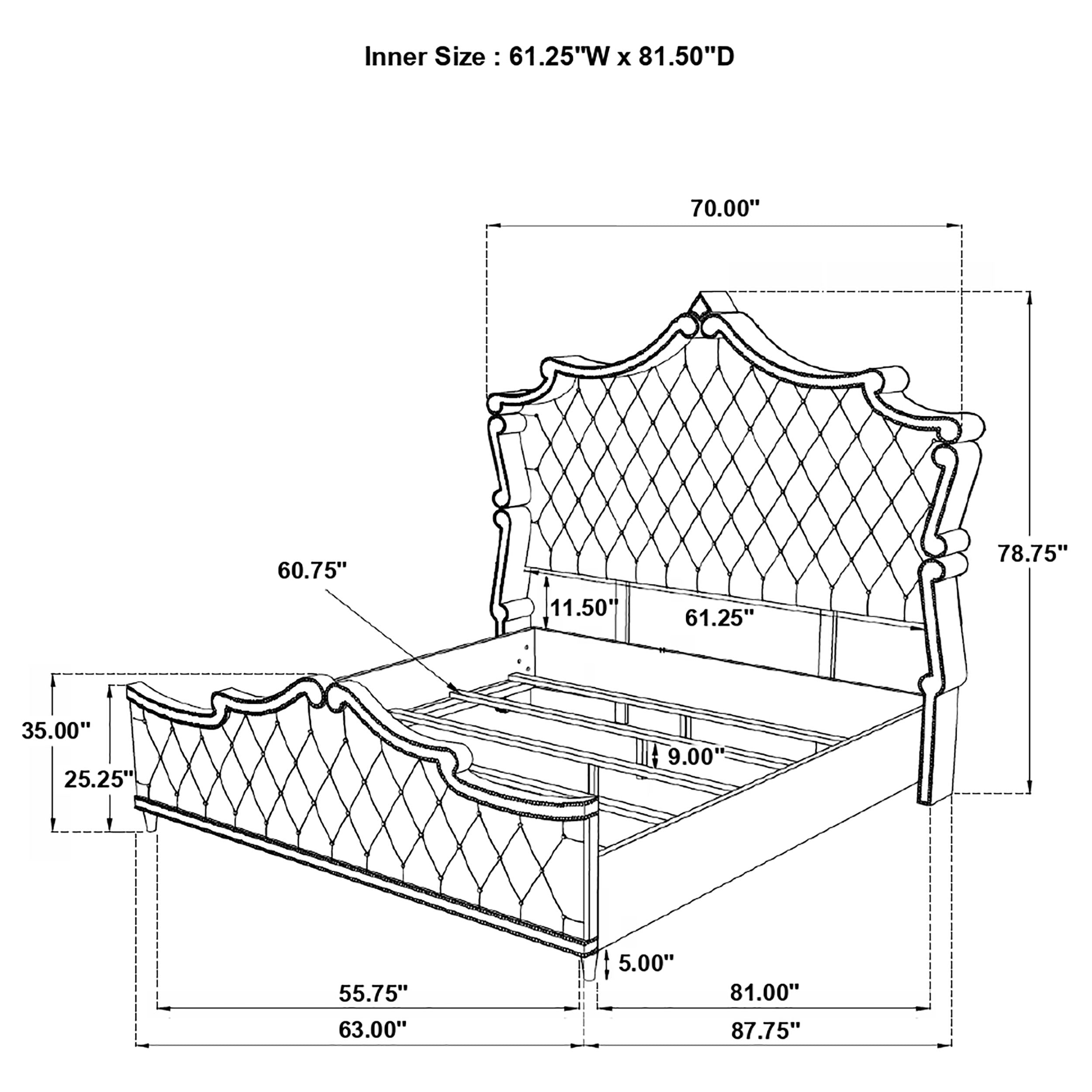 Antonella Gorgeous Glam Upholstered Tufted Bed