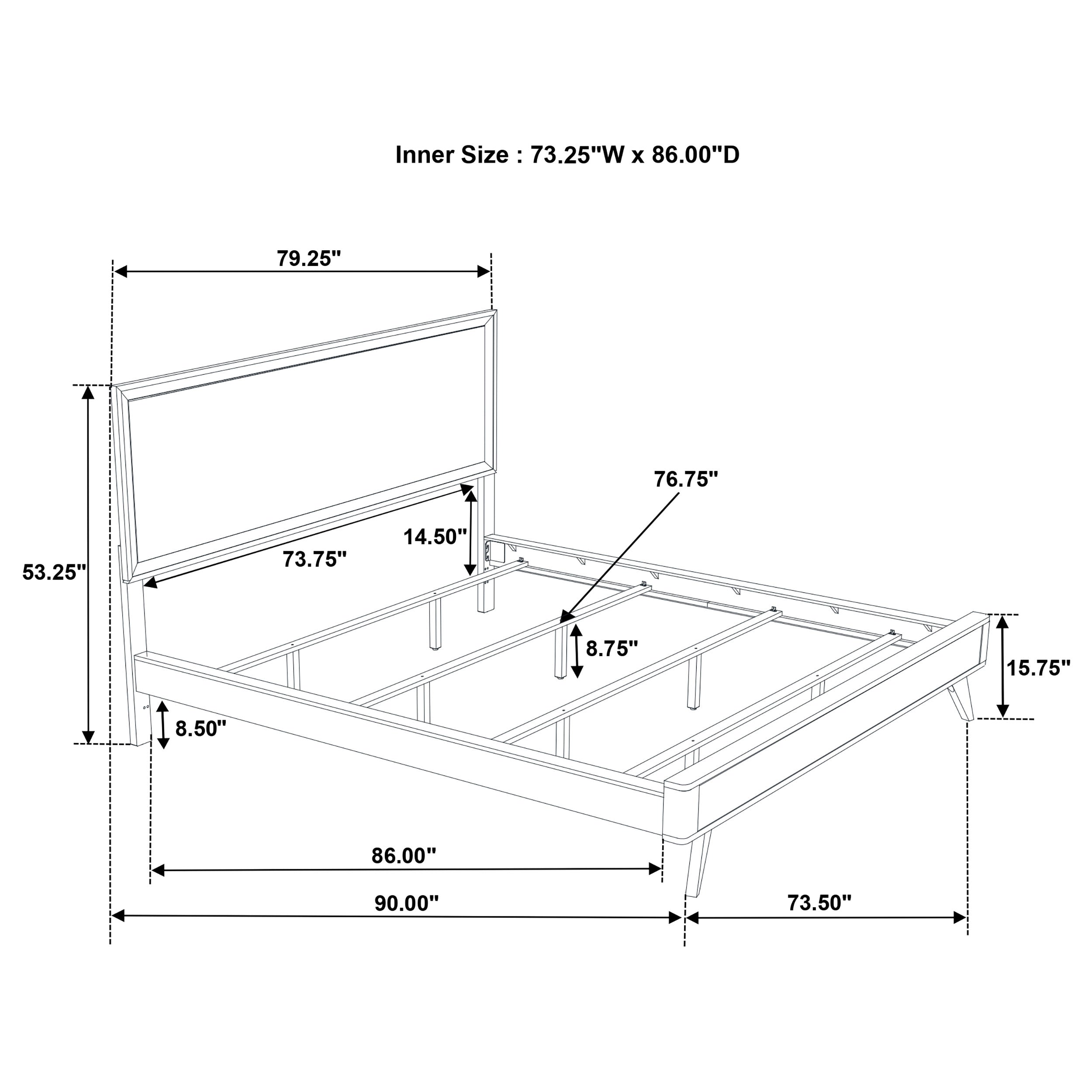 Janelle Wave-Effect Design Panel Bed White