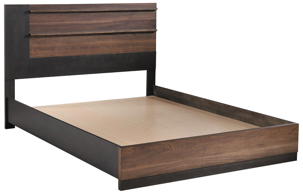 Azalia Rectangular Mid-Century Style Bed Black and Walnut Eastern King