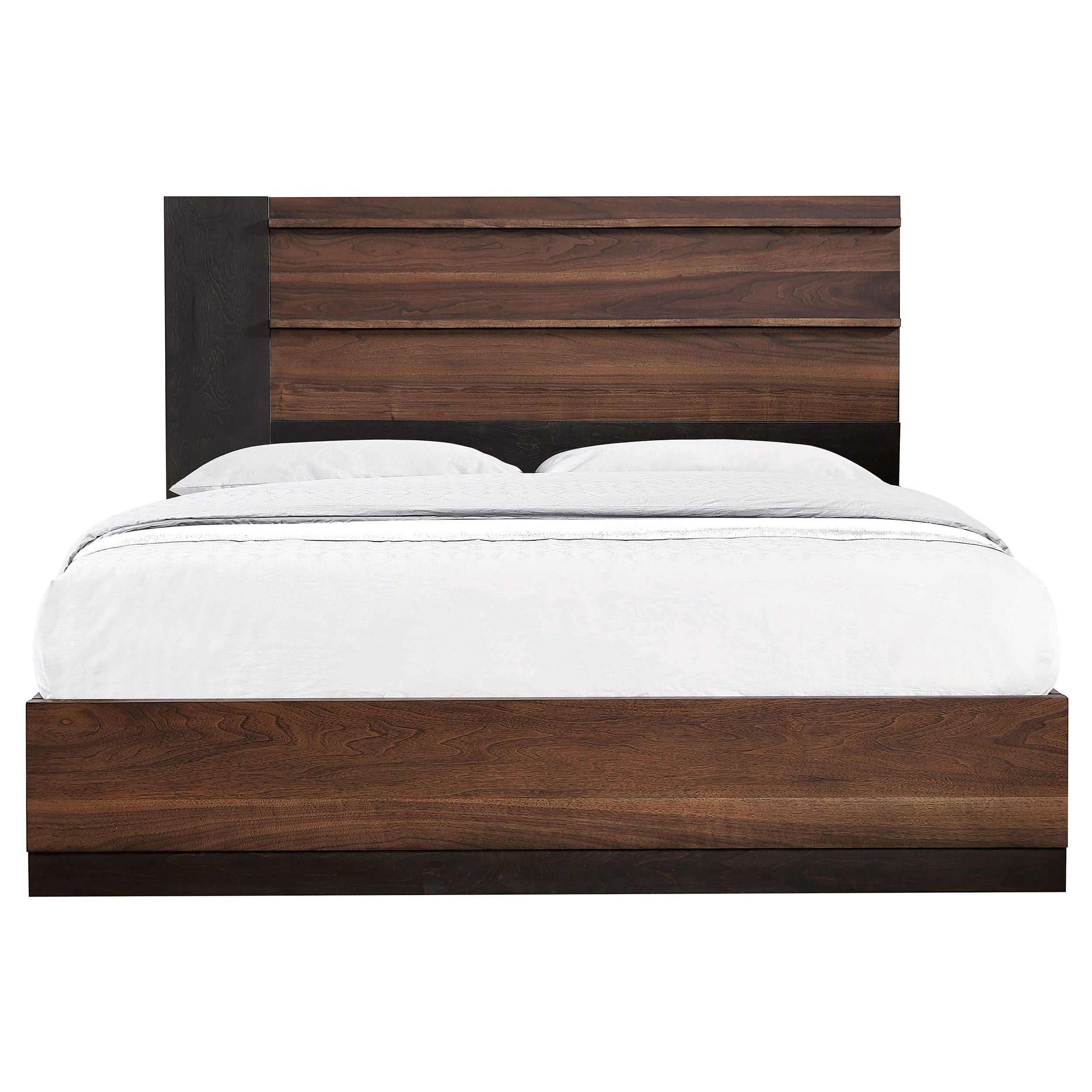 Azalia Rectangular Mid-Century Style Bed Black and Walnut