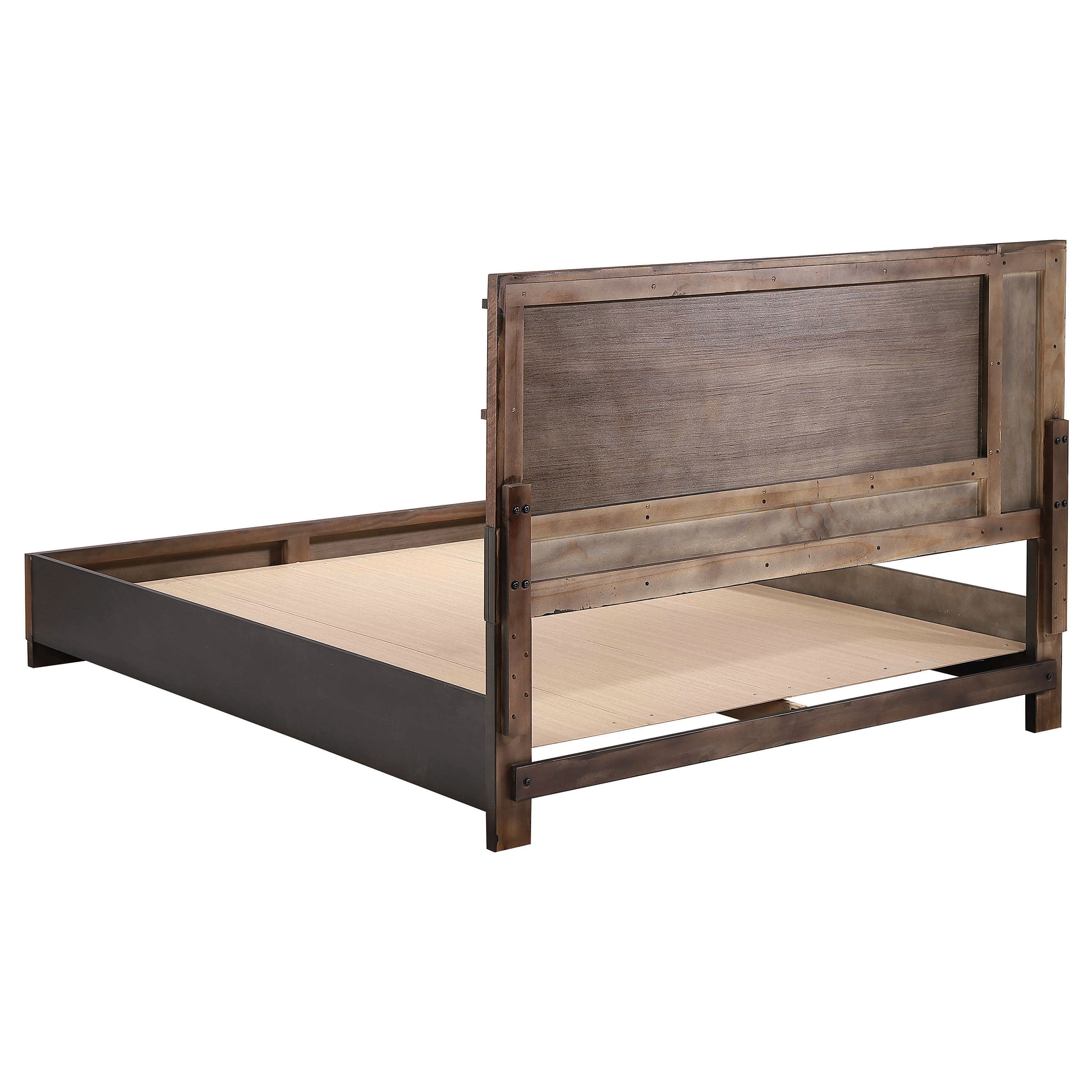 Azalia Rectangular Mid-Century Style Bed Black and Walnut