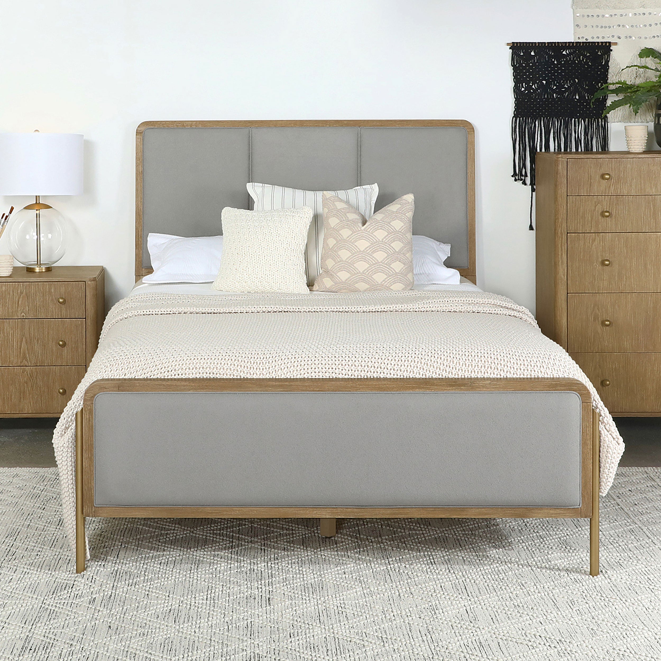 Arini Upholstered Mid-Century Modern Panel Bed