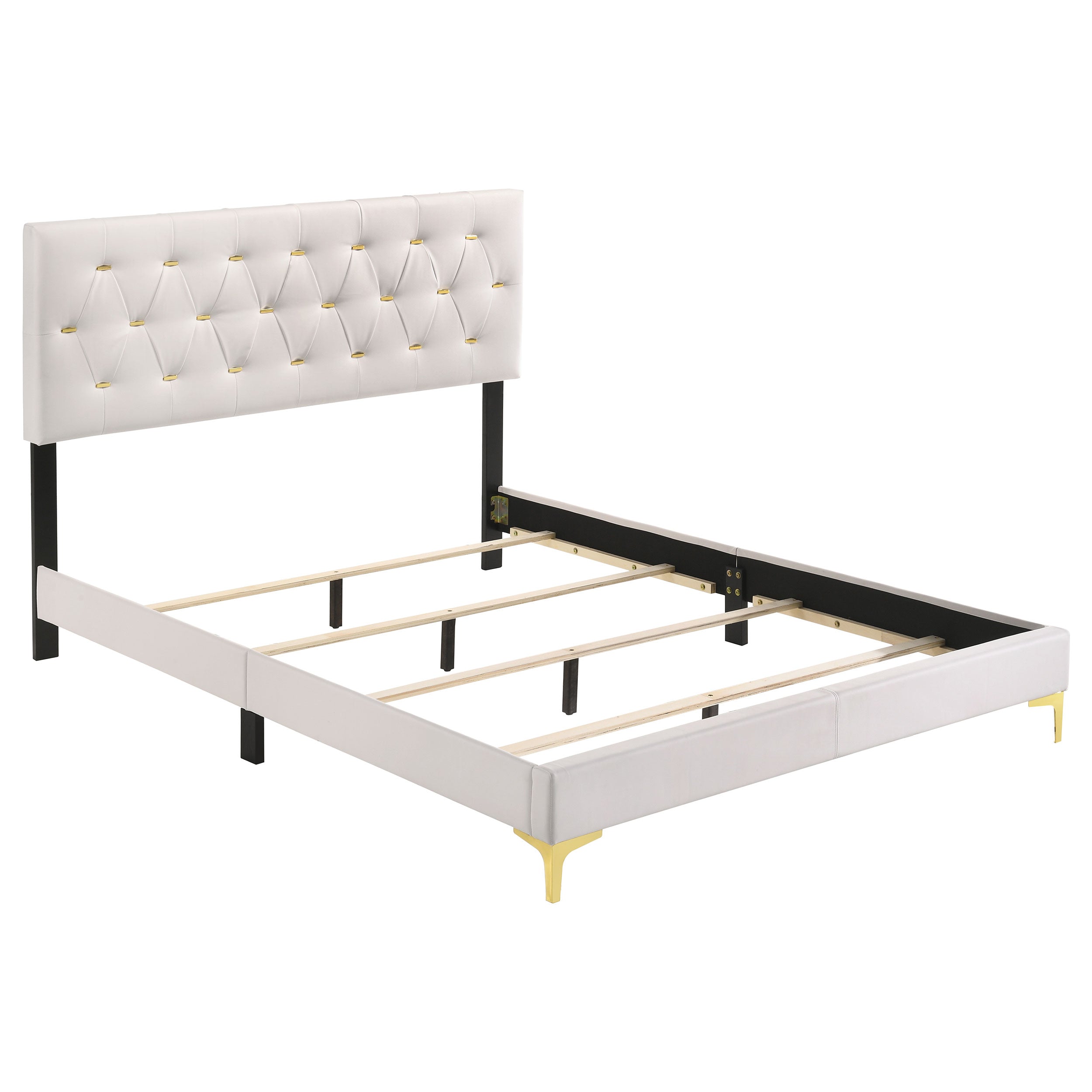 Kendall Modern Tufted Panel Bed Eastern King White With Upholstered