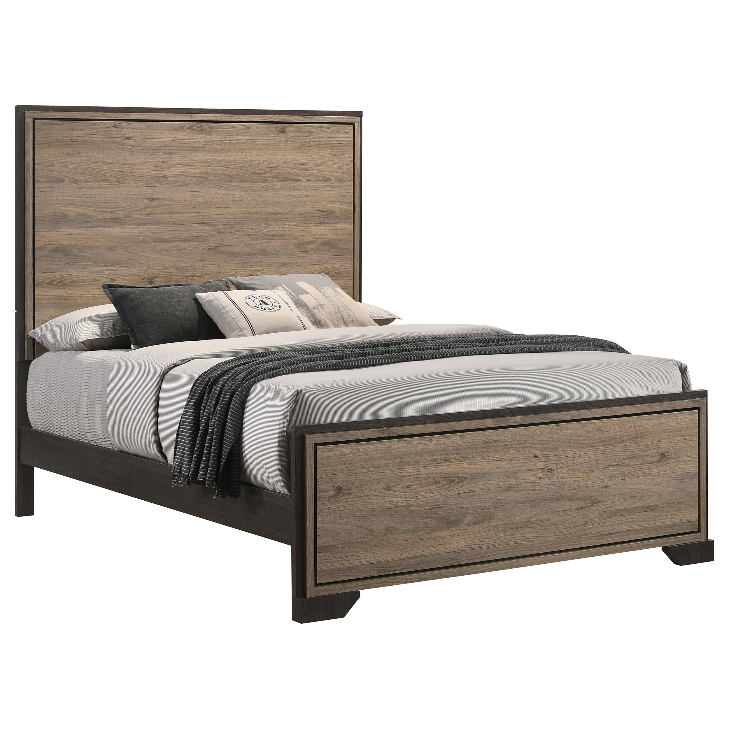 Baker Charming, Contemporary Platform Panel Bed Brown and Light Taupe