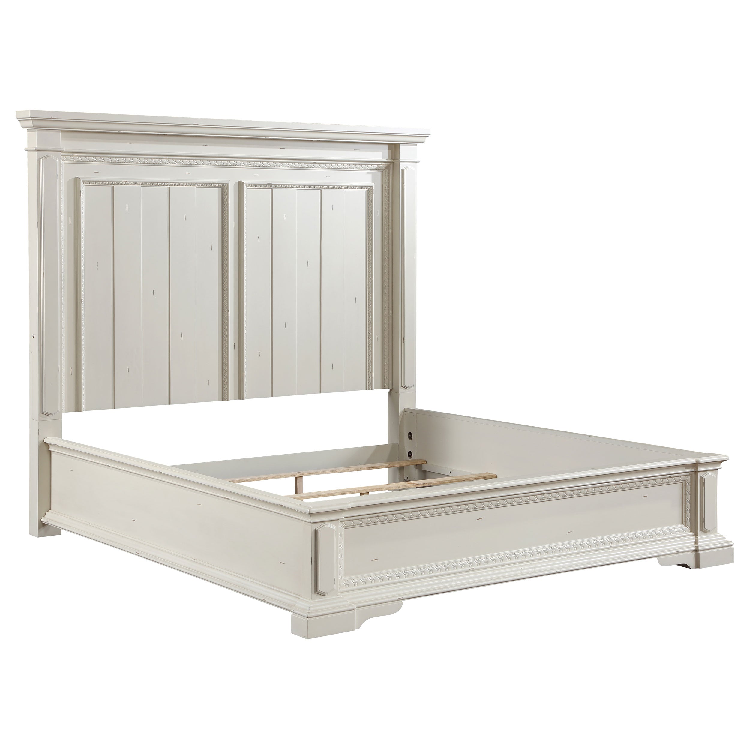 Evelyn Panel Bed with Headboard Lighting Antique White Eastern King