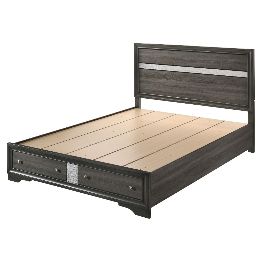 Cianny Casual-Look Contemporary Design Bed Eastern King Gray Finish With Storage