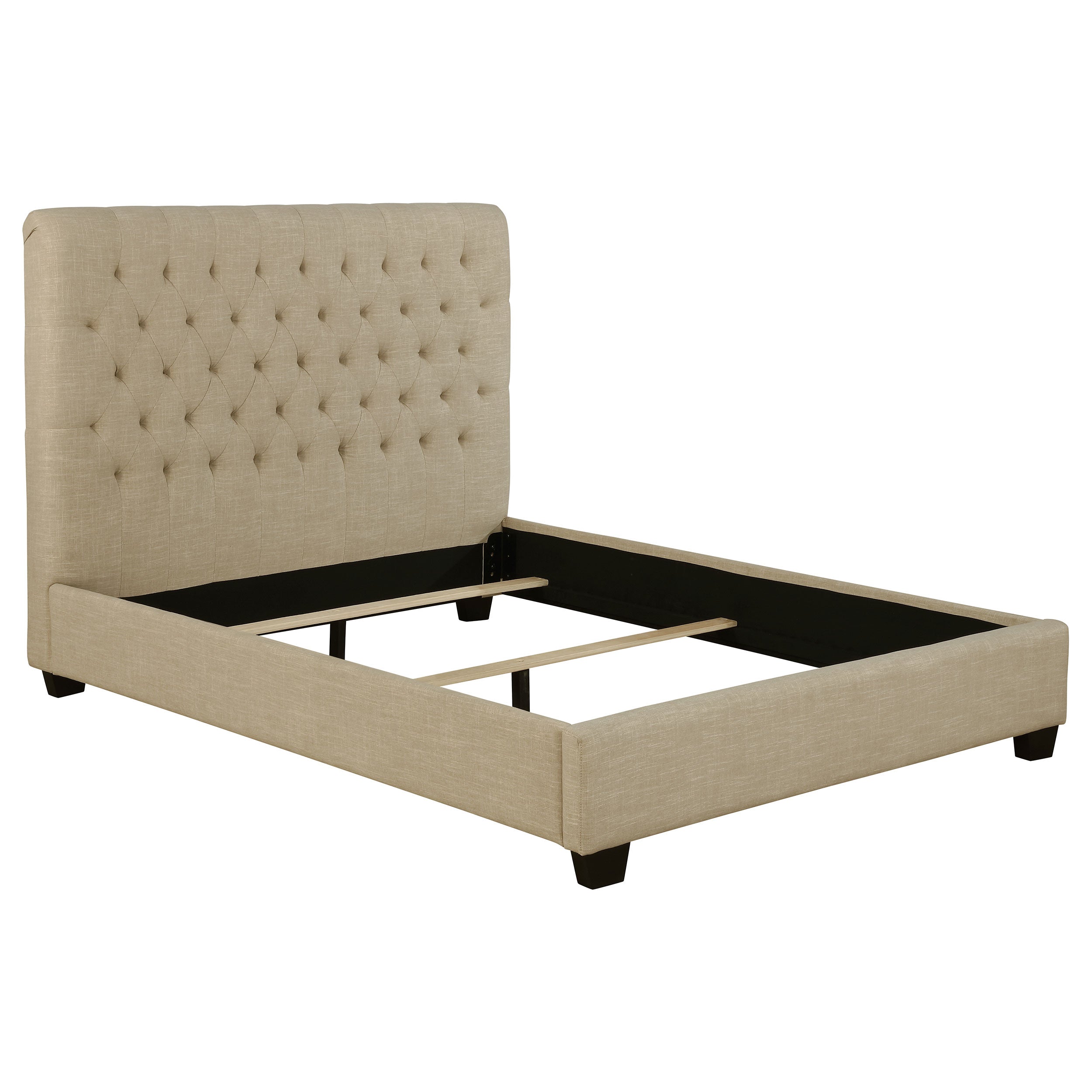 Chloe Tufted Upholstered Bed Full Oatmeal