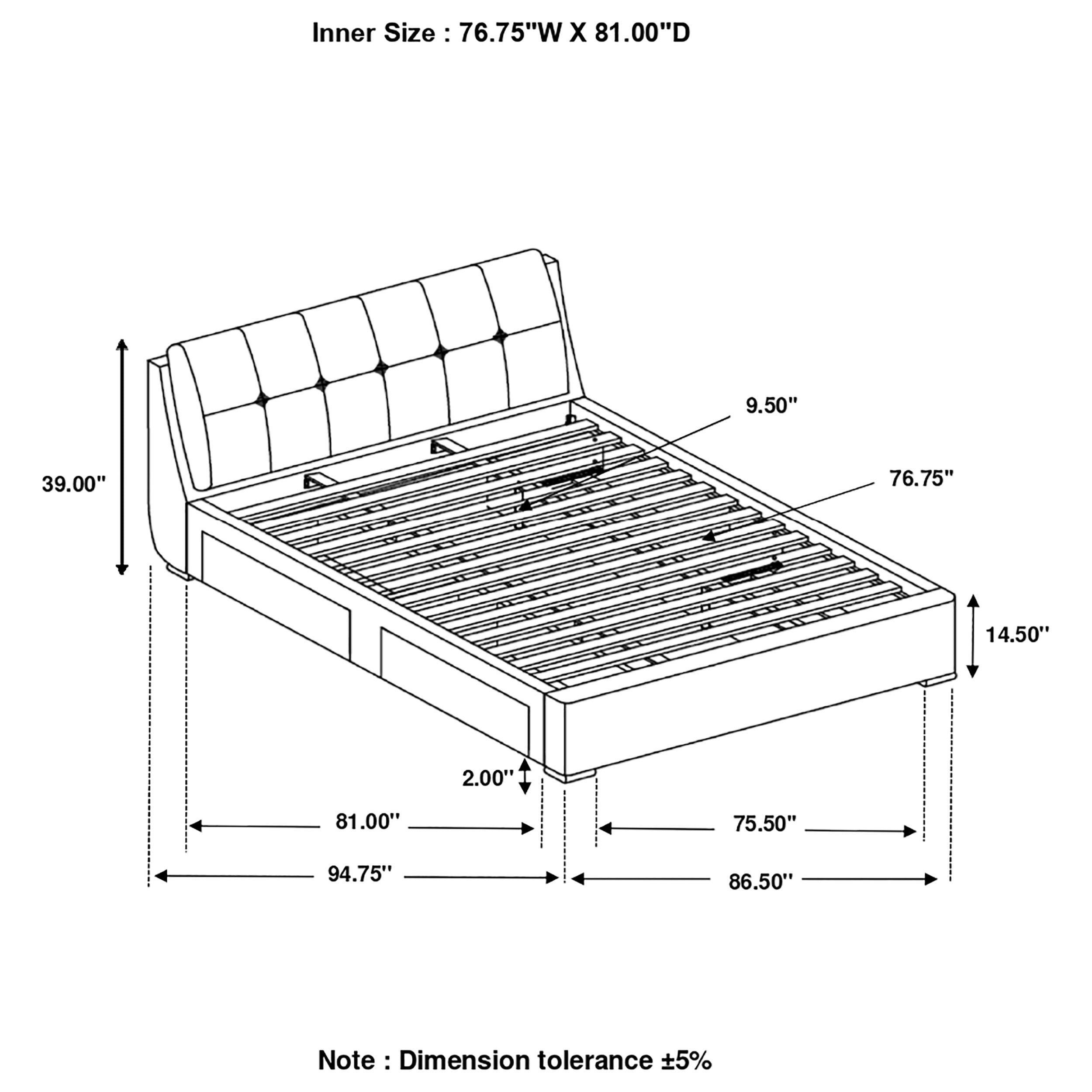 Fenbrook Fenbrook Collection Tufted Upholstered Storage Bed Grey