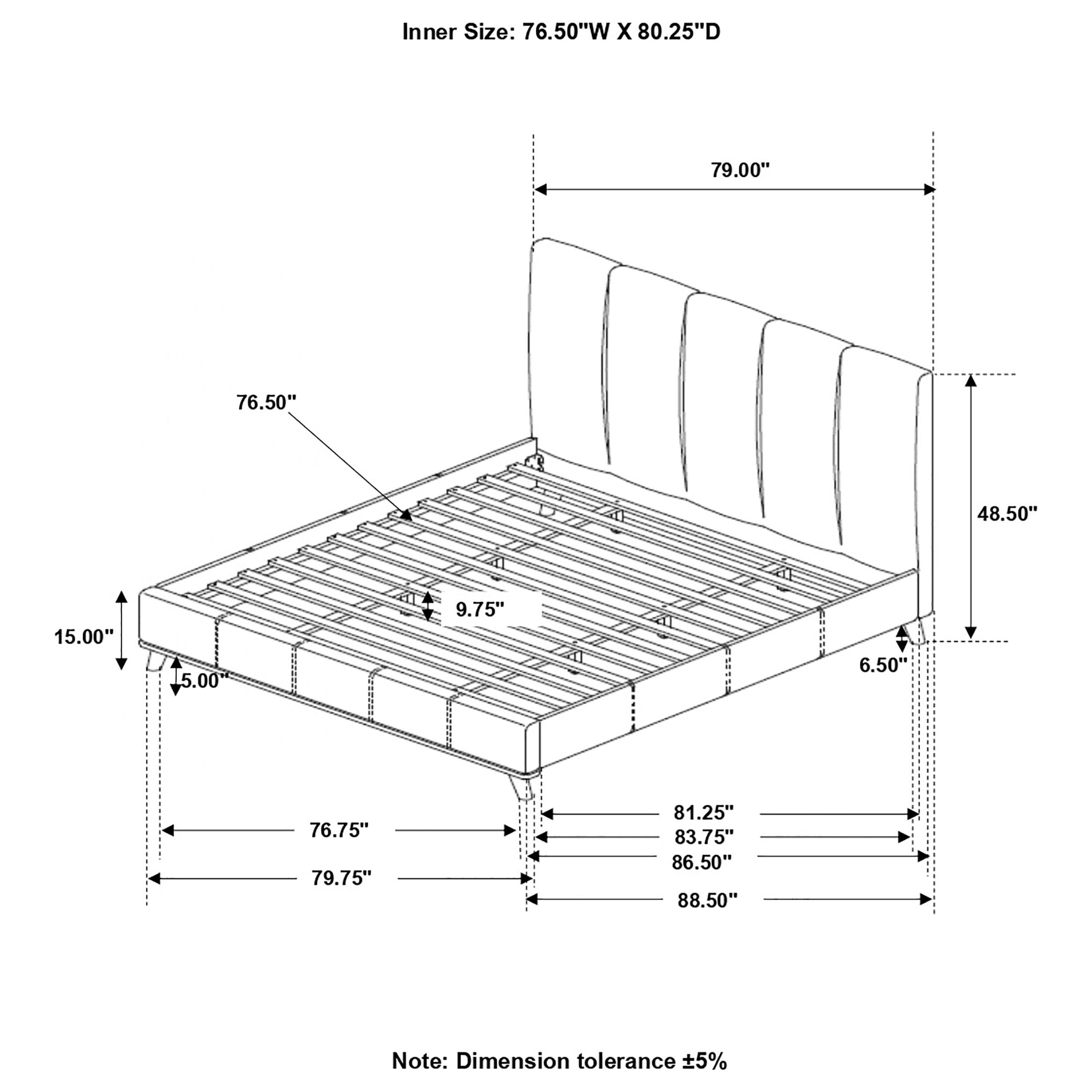 Charity Modern Upholstered Bed Blue