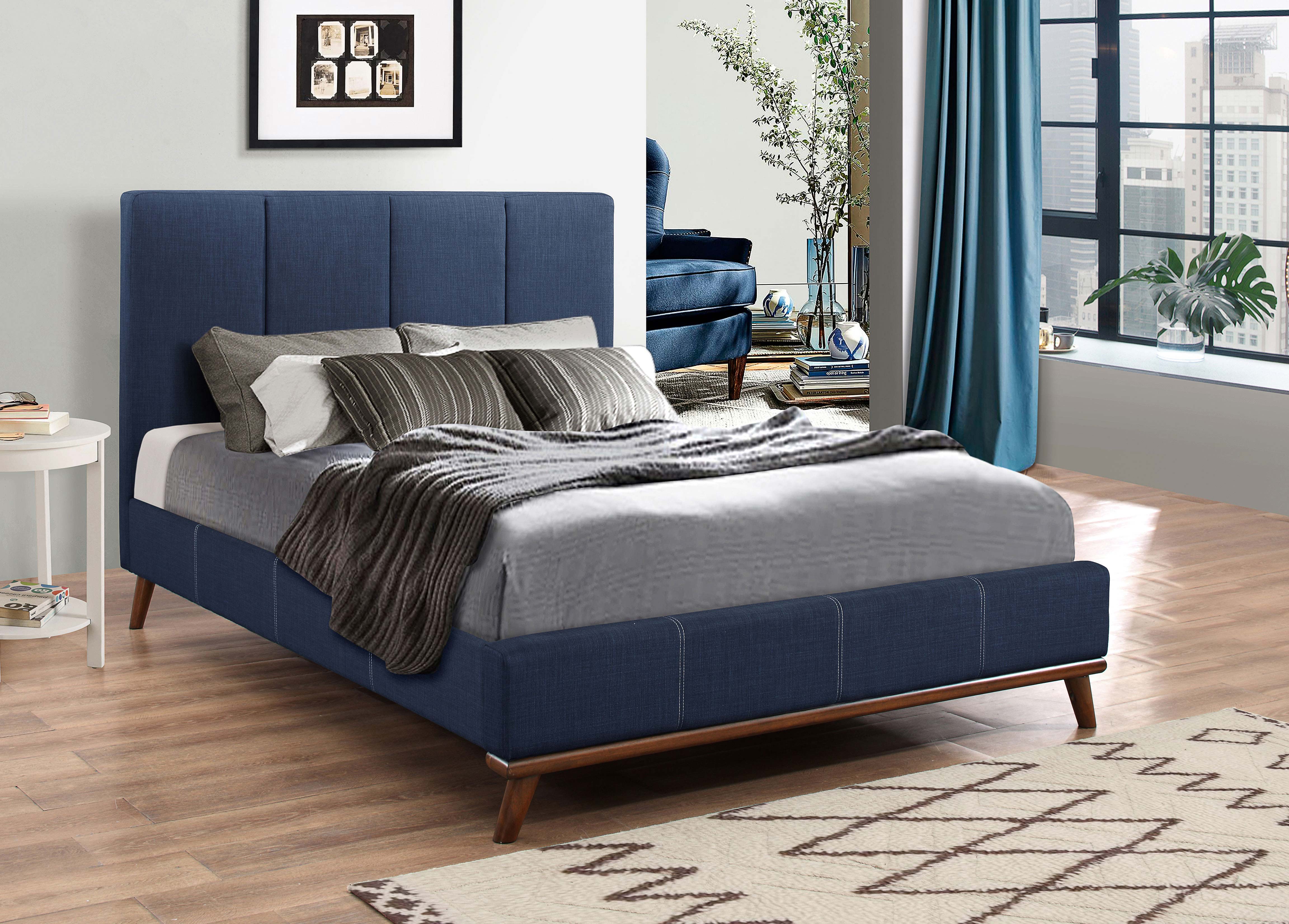 Charity Modern Upholstered Bed Blue