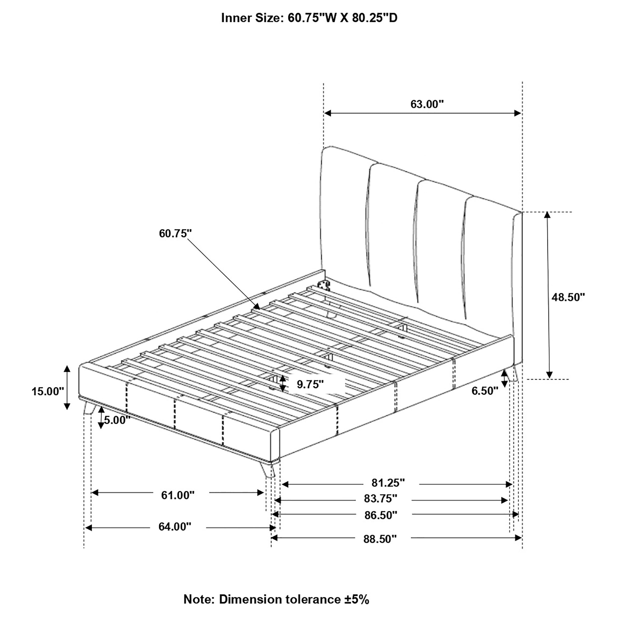 Charity Modern Upholstered Bed Blue