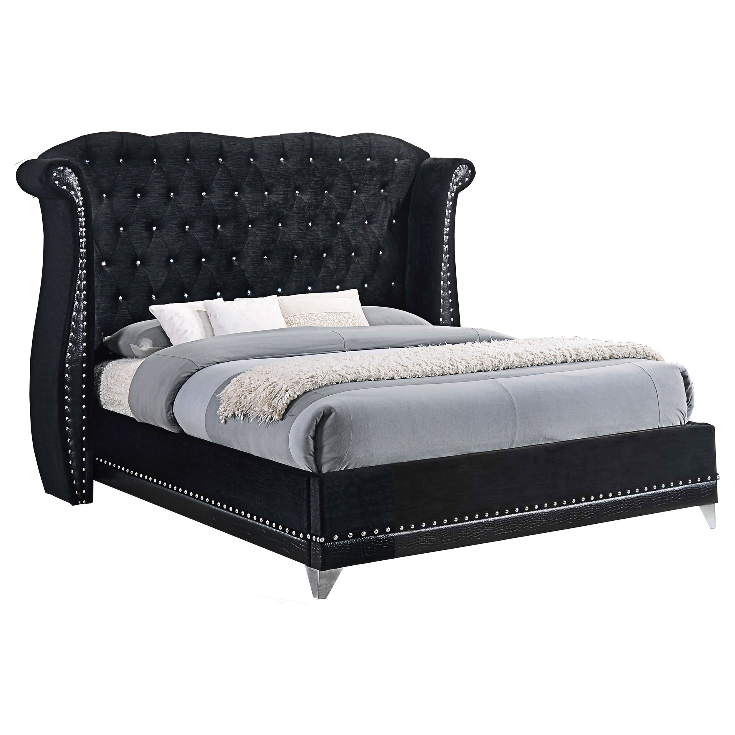 Barzini Comfort and Stylish Magnificent Bed Eastern King Black Tufted Upholstered