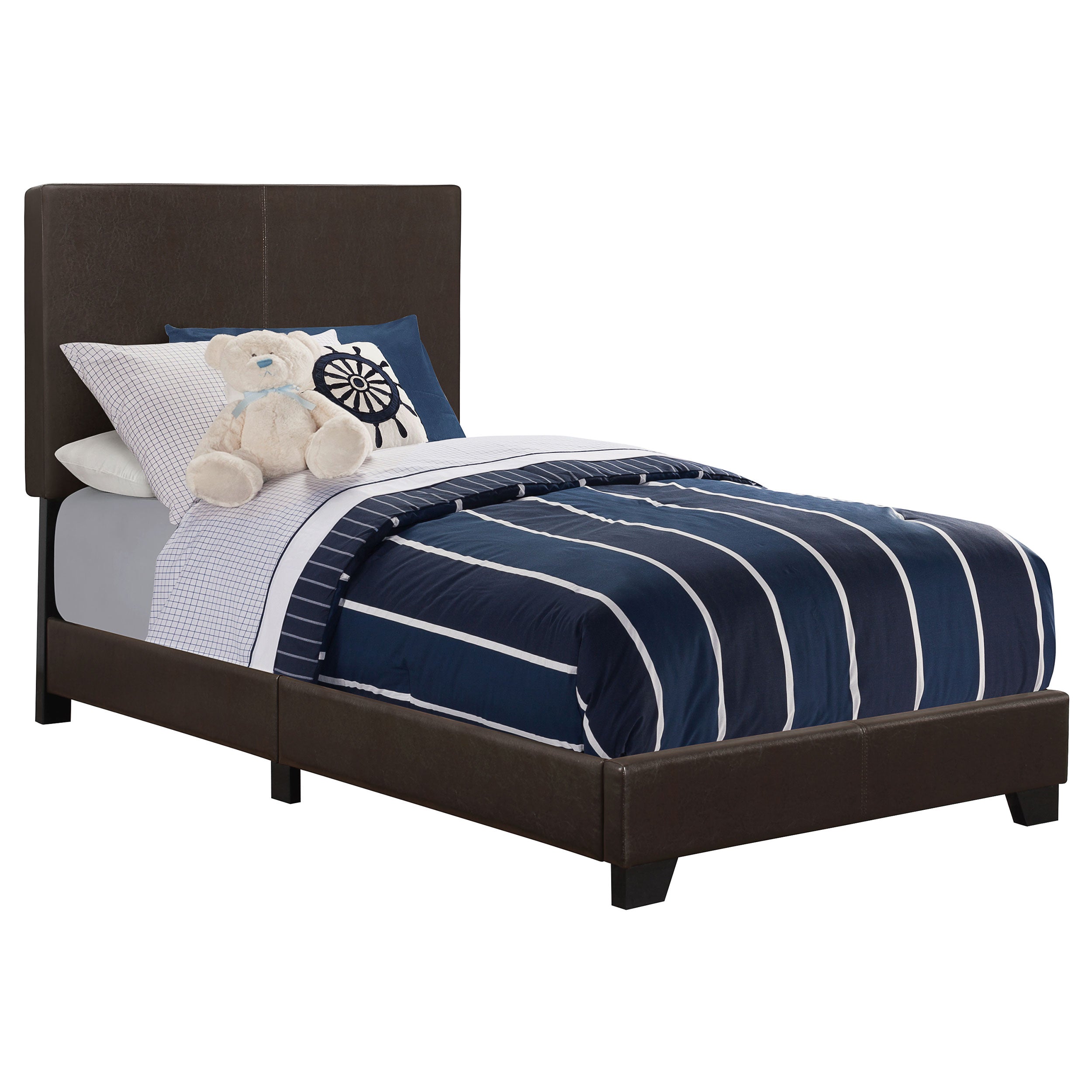 Dorian Sophisticated Neutral Hues Upholstered Bed Brown Twin