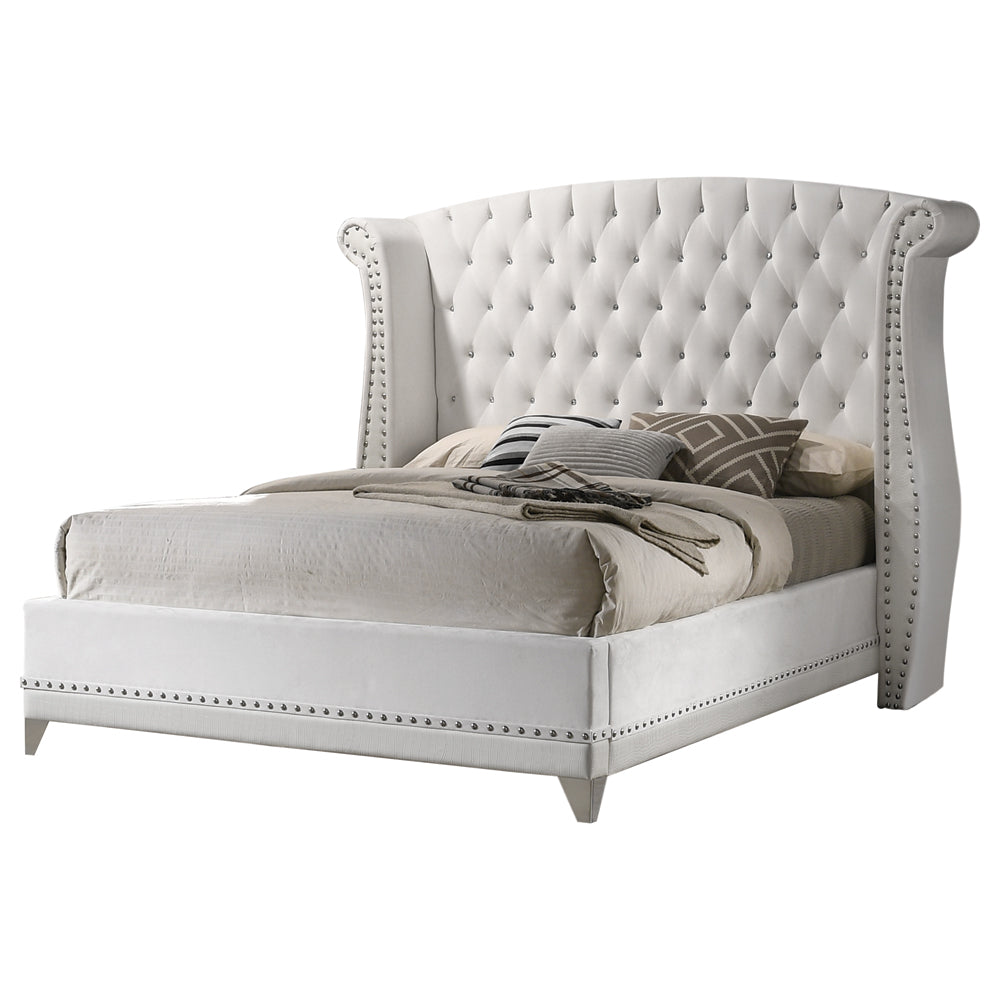 Barzini Comfort and Stylish Magnificent Bed Eastern King White Wingback Tufted