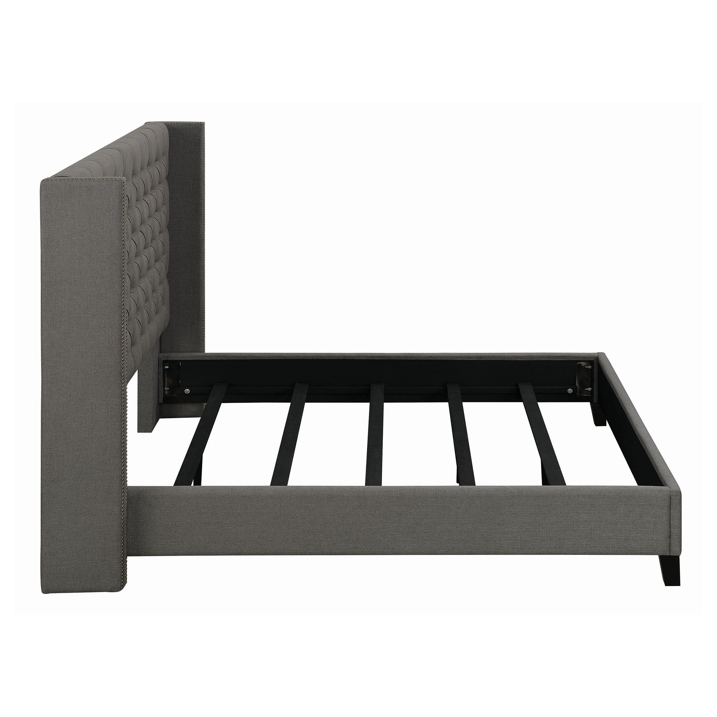 Bancroft Demi-Wing Soft Texture Upholstered Bed Grey