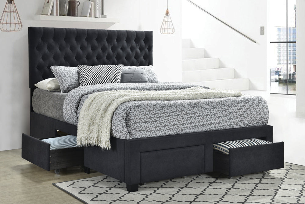 Soledad 4-drawer Button Tufted Storage Bed