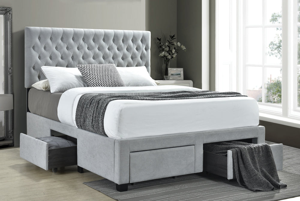 Soledad 4-drawer Button Tufted Storage Bed