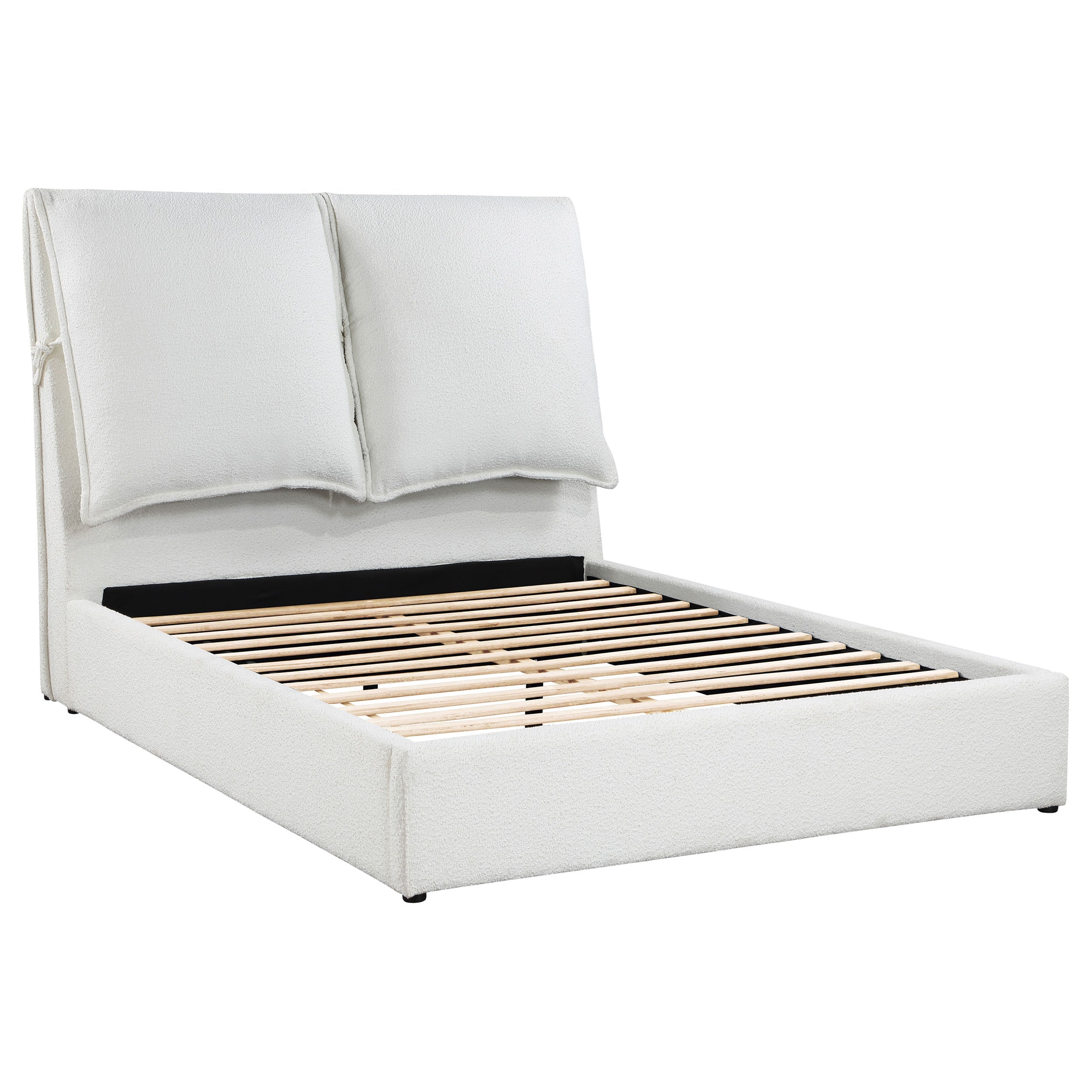 Gwendoline Upholstered Platform Bed with Pillow Headboard White Eastern King