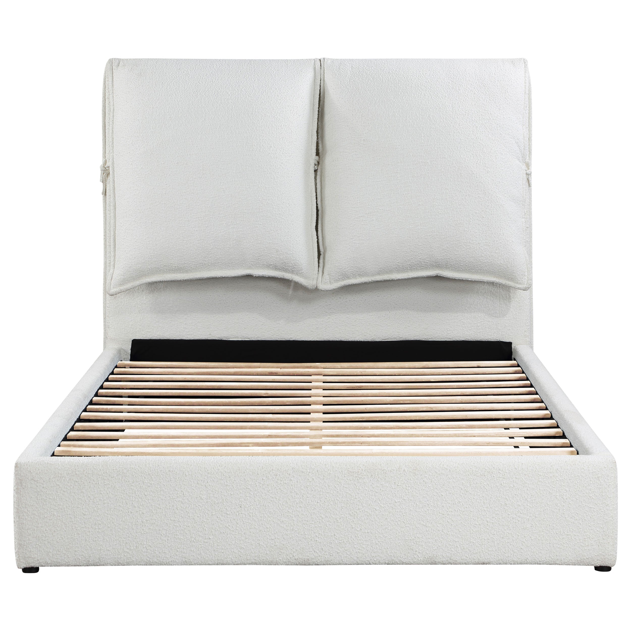 Gwendoline Upholstered Platform Bed with Pillow Headboard White