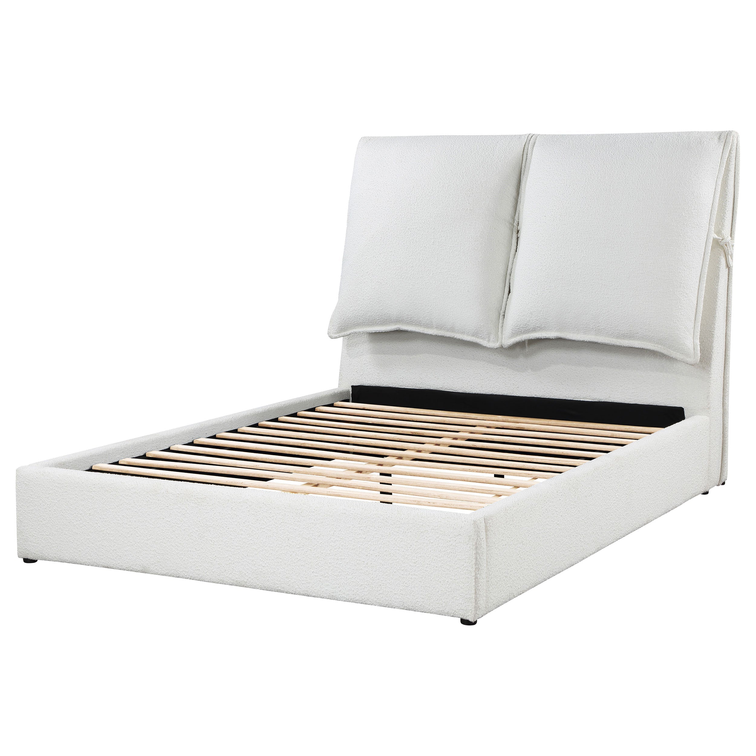 Gwendoline Upholstered Platform Bed with Pillow Headboard White