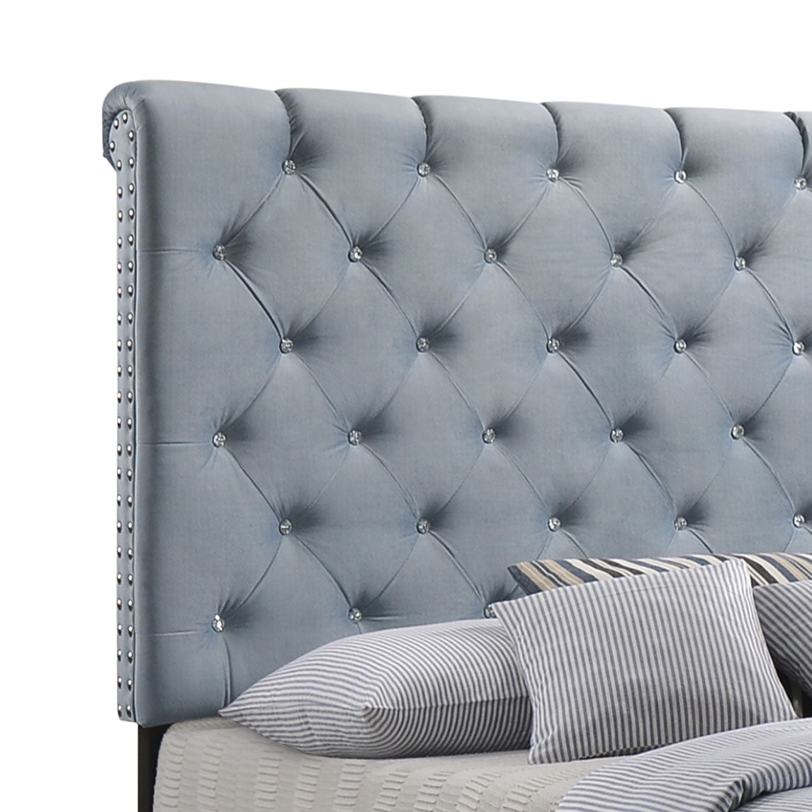 Warner Metallic-Colored Finish Upholstered Bed