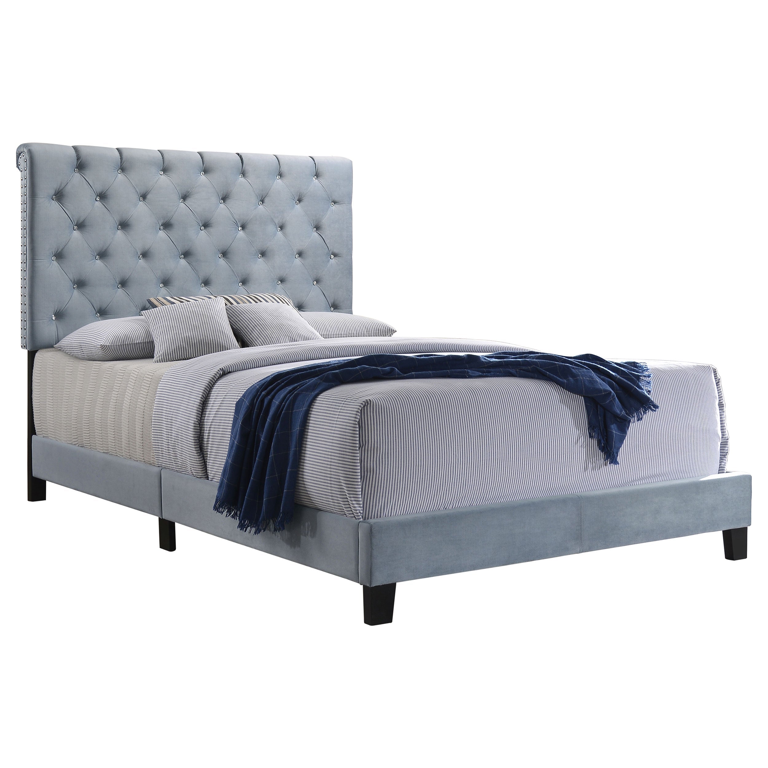 Warner Metallic-Colored Finish Upholstered Bed