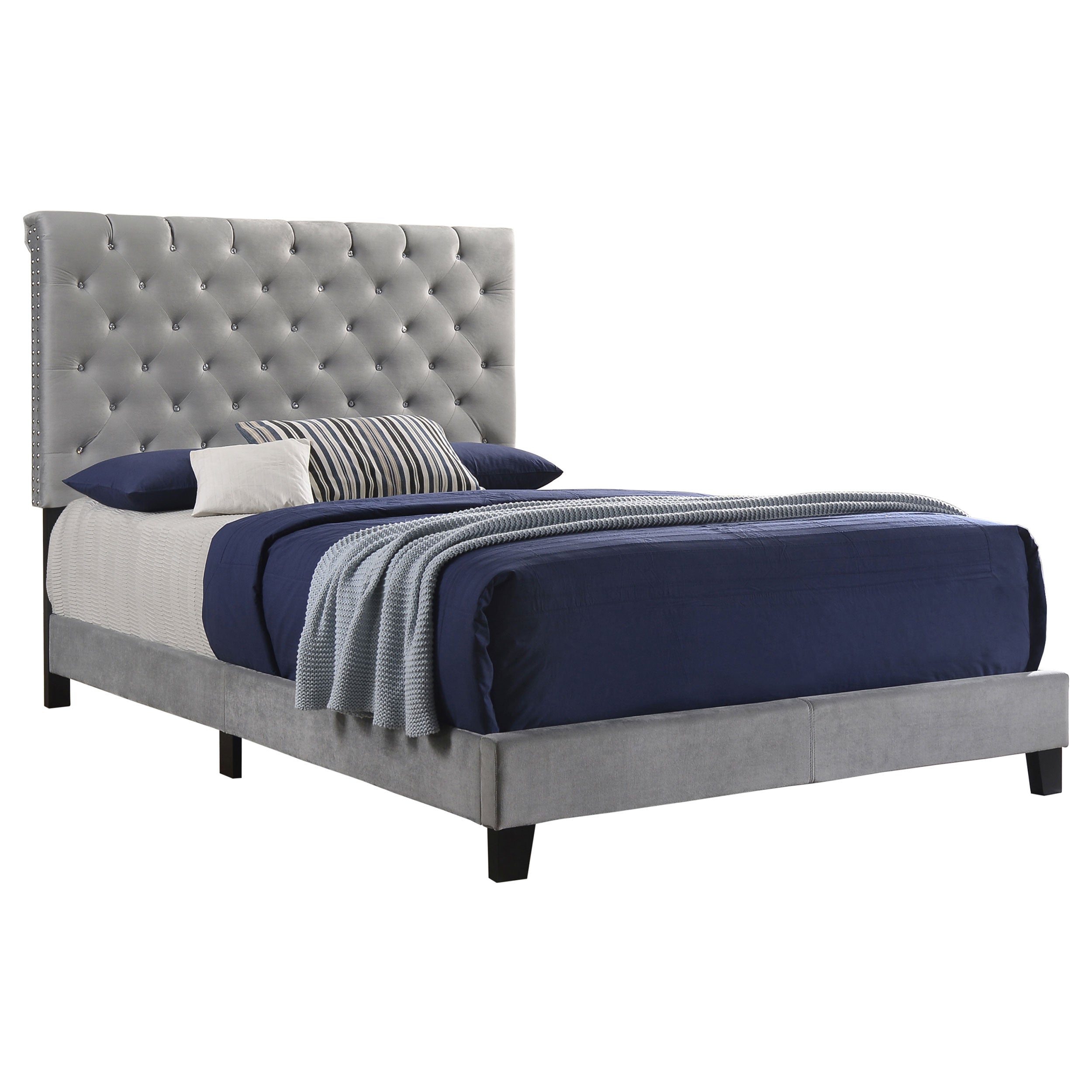 Warner Metallic-Colored Finish Upholstered Bed