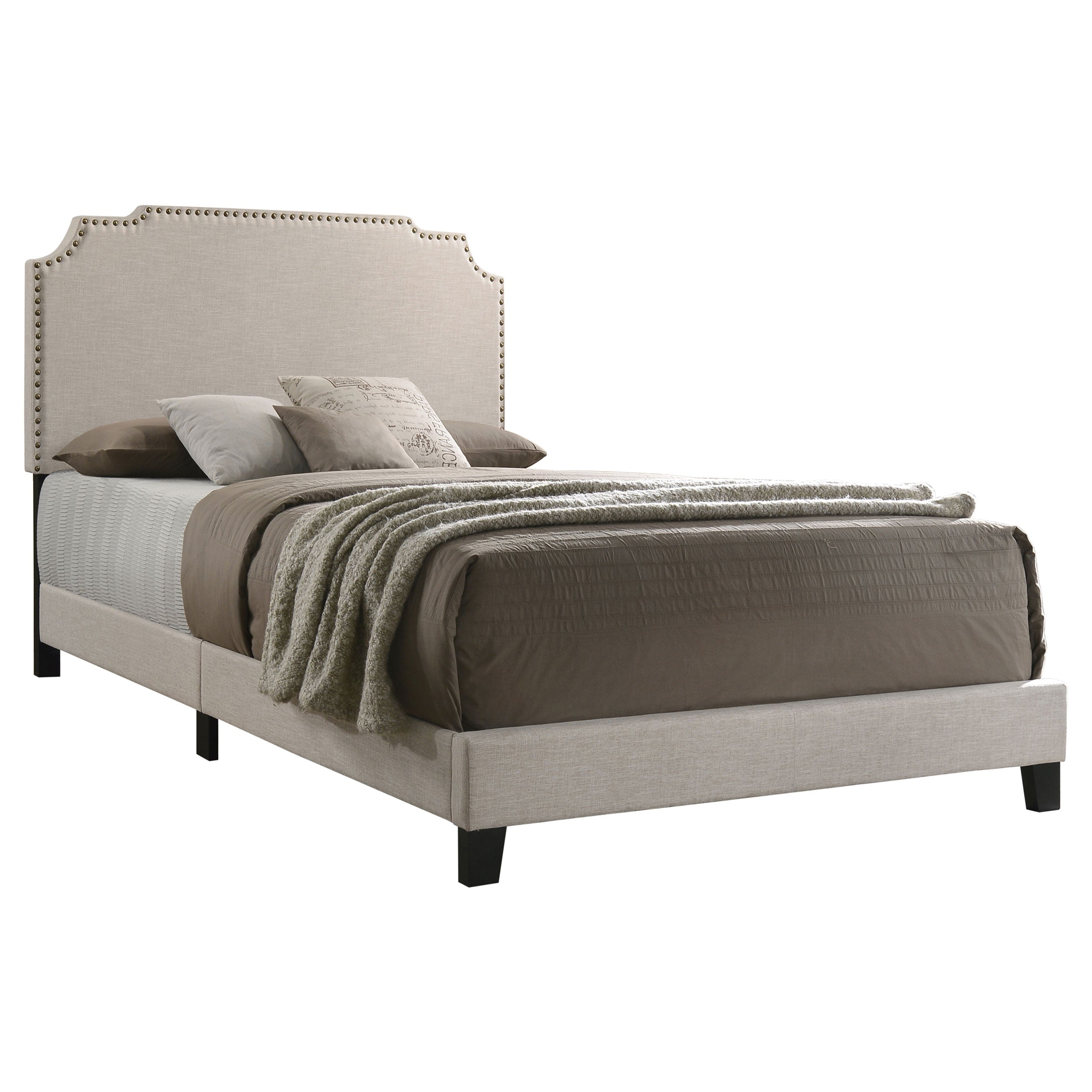 Tamarac Upholstered Nailhead Bed Grey