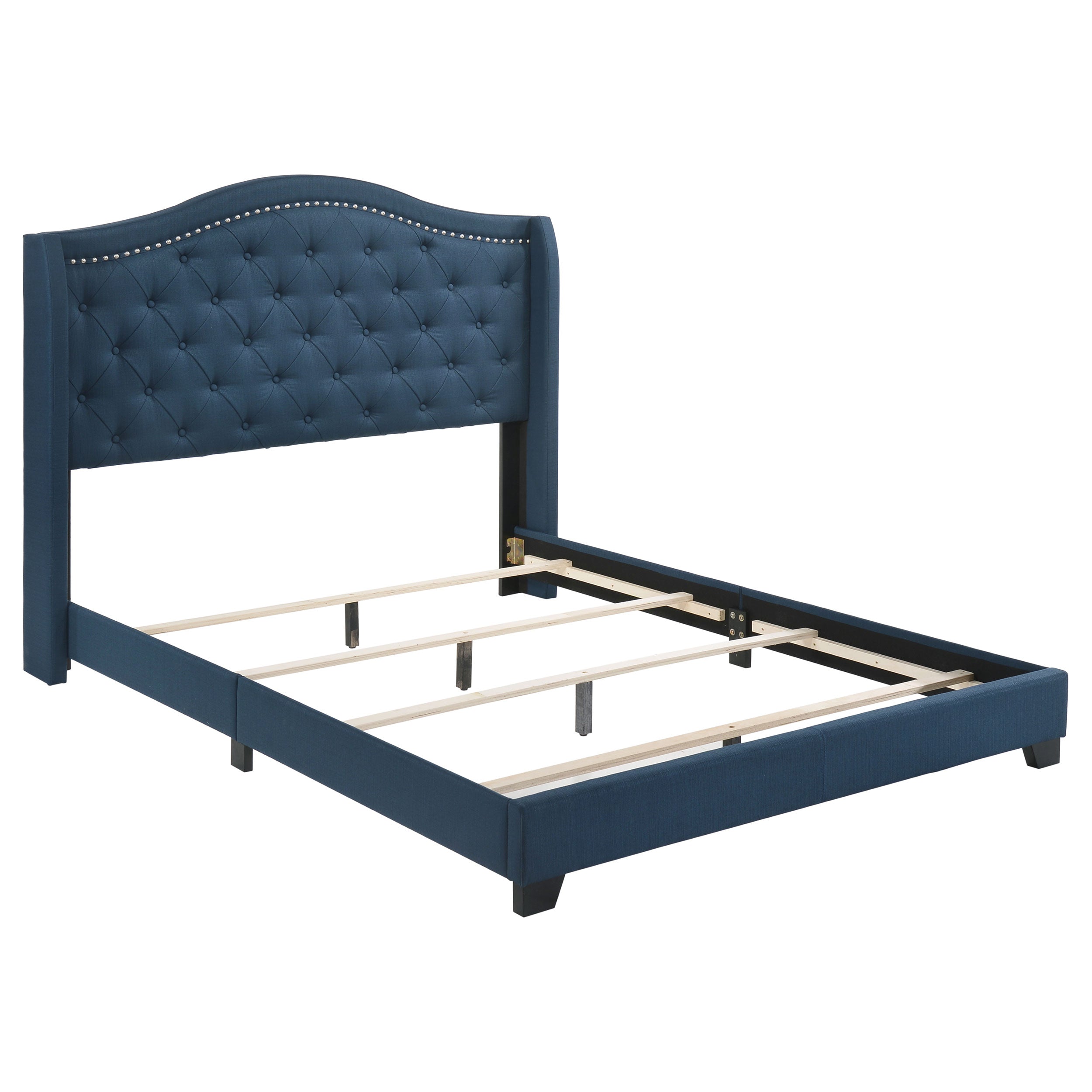 Sonoma Upholstered Adding Texture & Depth Bed Eastern King Nailhead Trim Blue Camel Headboard