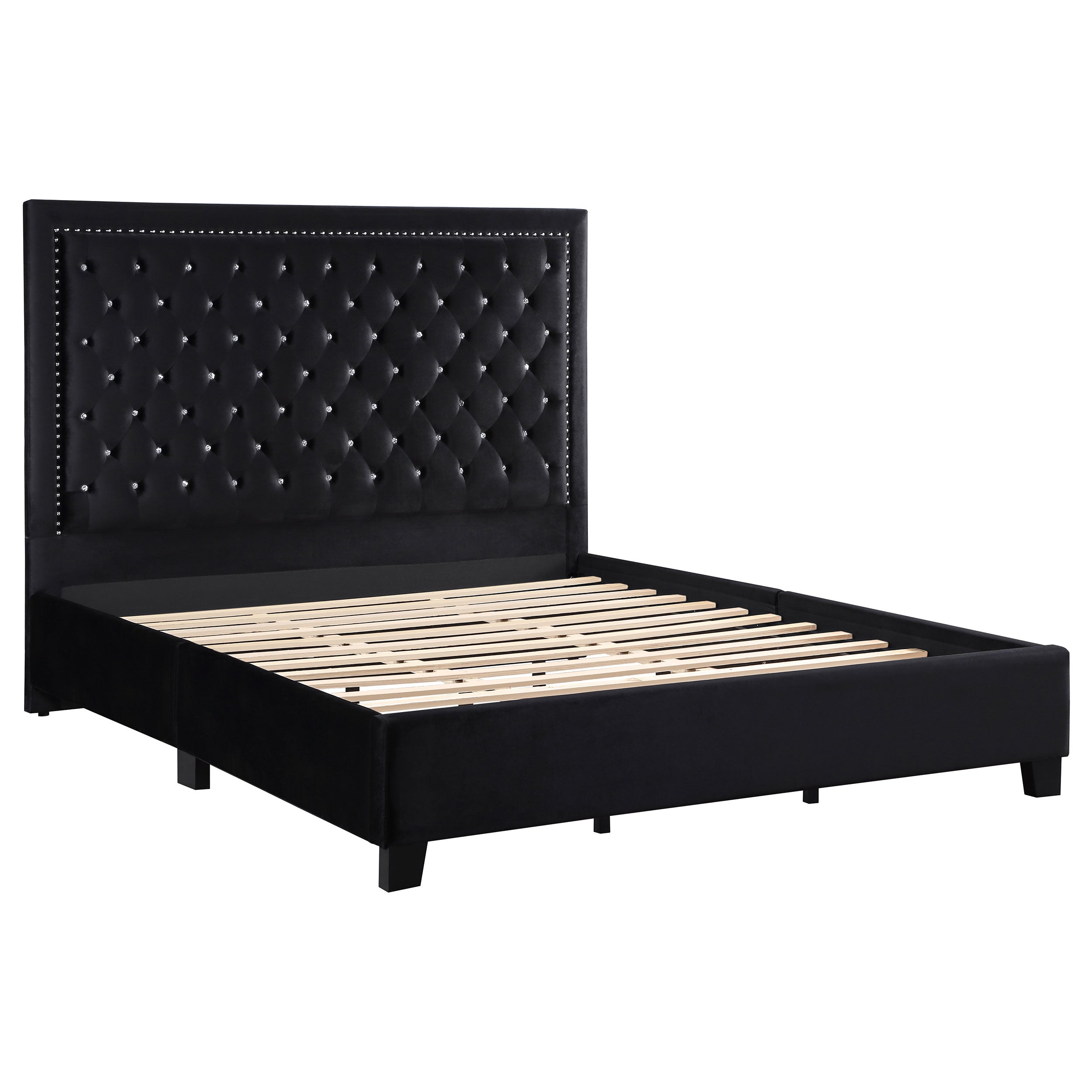 Hailey Modern Upholstered Tufted Platform Bed Black Eastern King