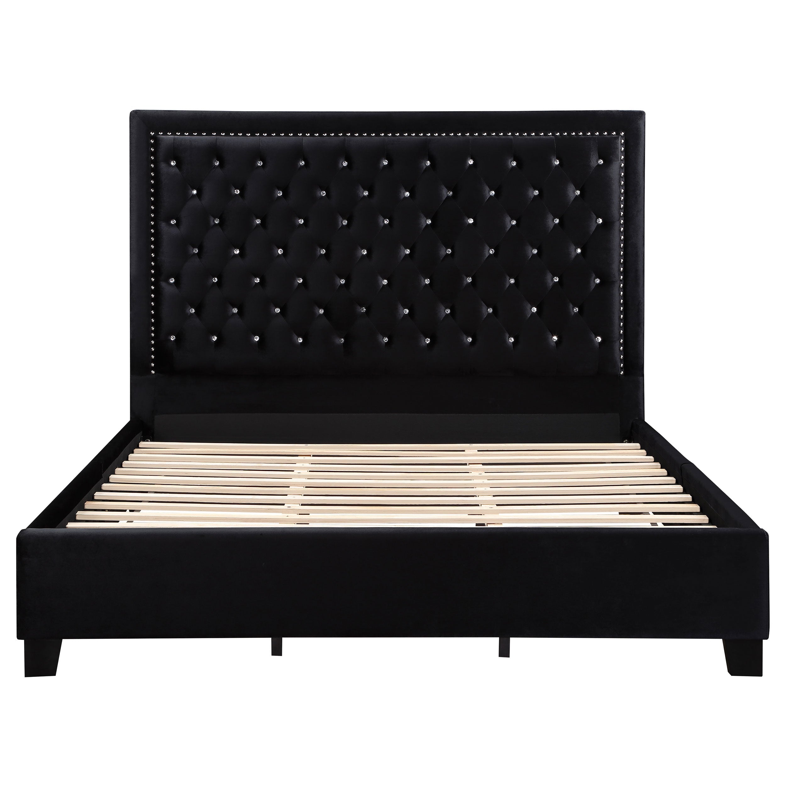 Hailey Modern Upholstered Tufted Platform Bed Black