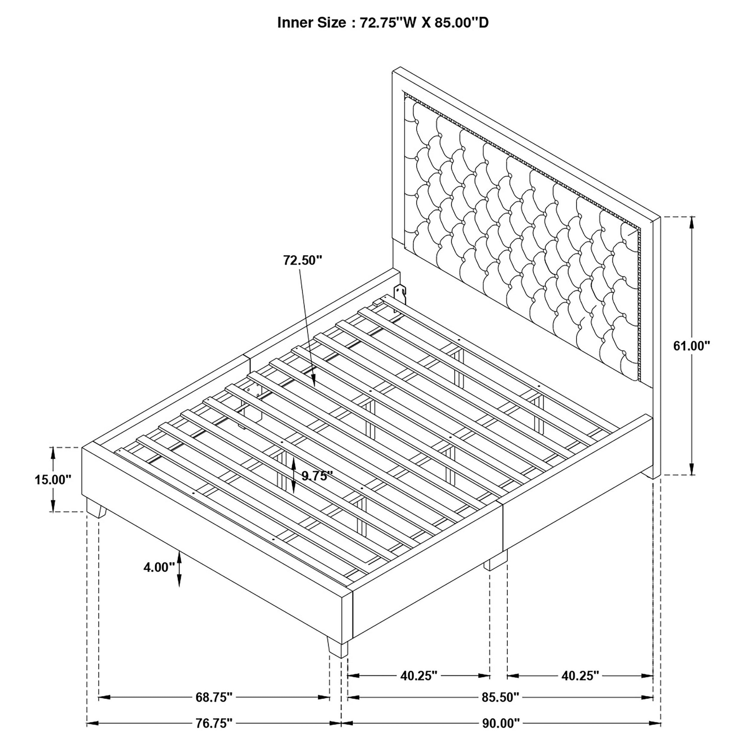 Hailey Modern Upholstered Tufted Platform Bed Black