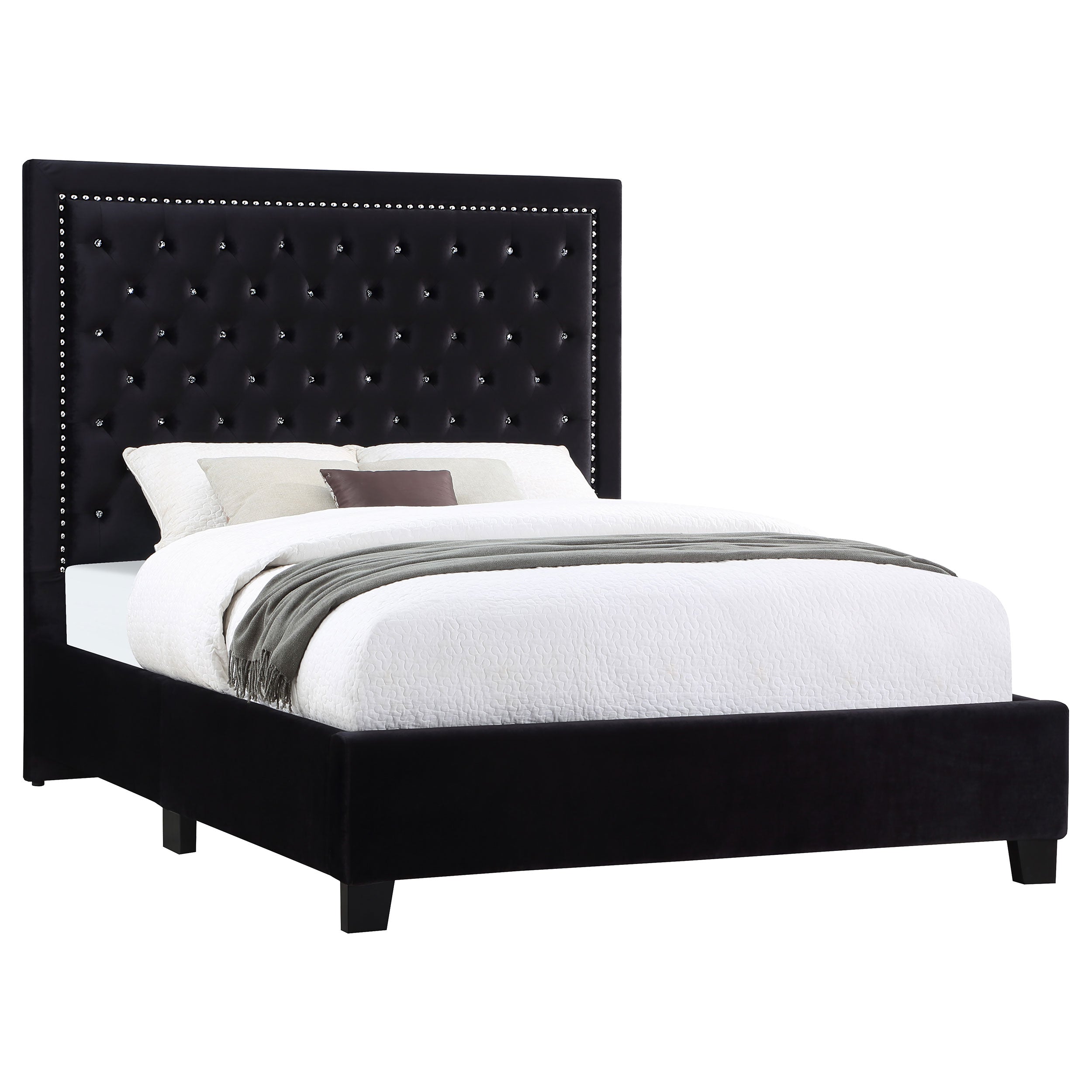 Hailey Modern Upholstered Tufted Platform Bed Black