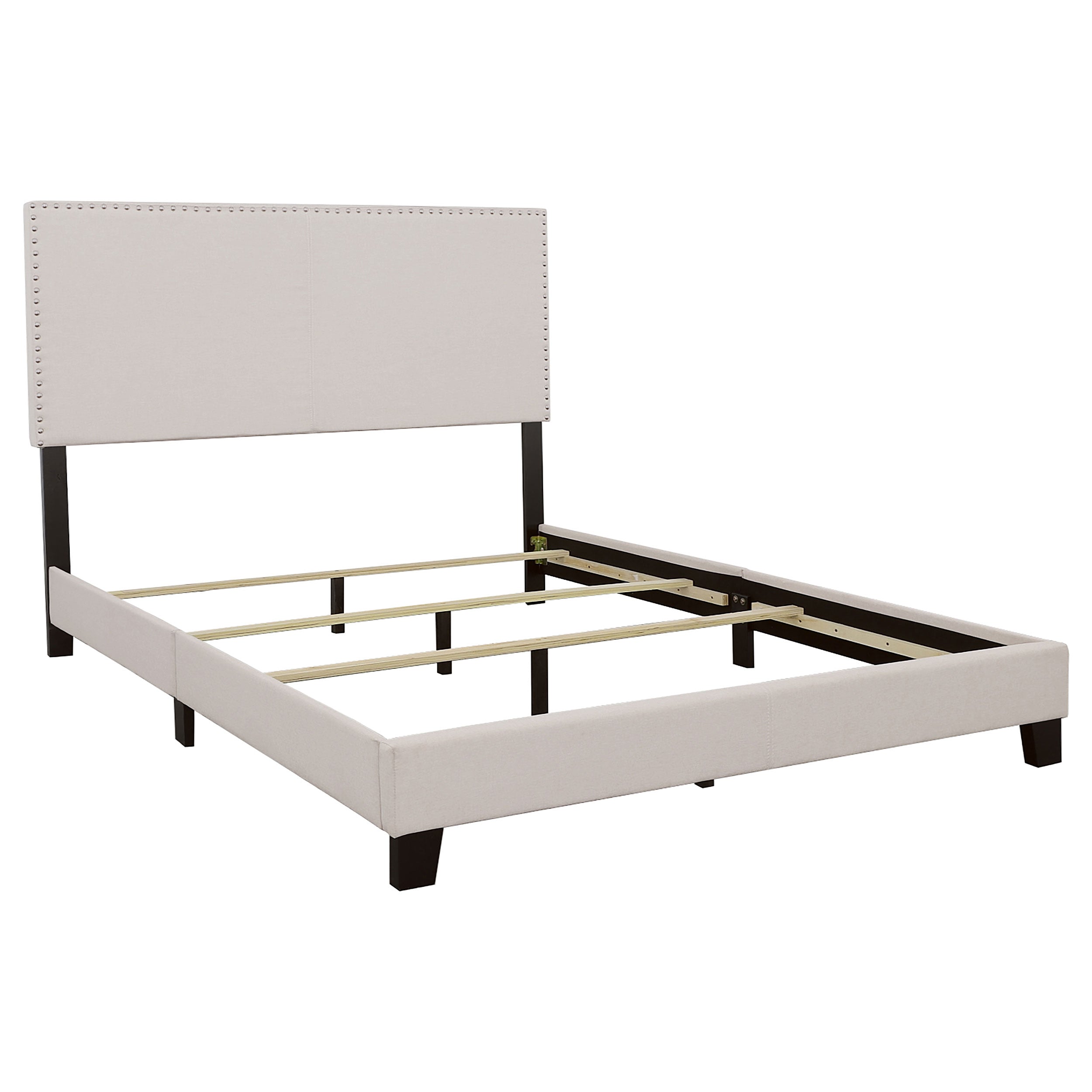 Boyd Modern Style with Smooth Edges Upholstered Bed Full Nailhead Trim Ivory