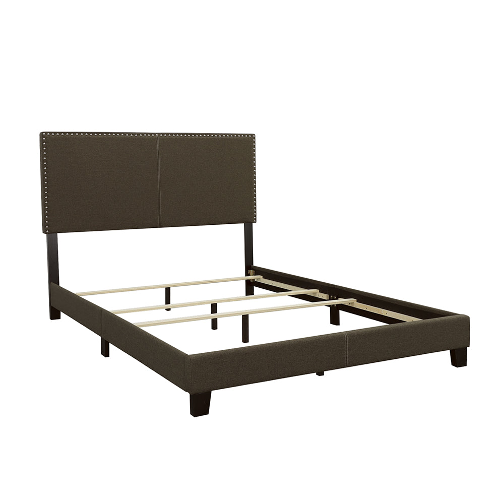 Boyd Modern Style with Smooth Edges Upholstered Bed Eastern King Nailhead Trim Charcoal